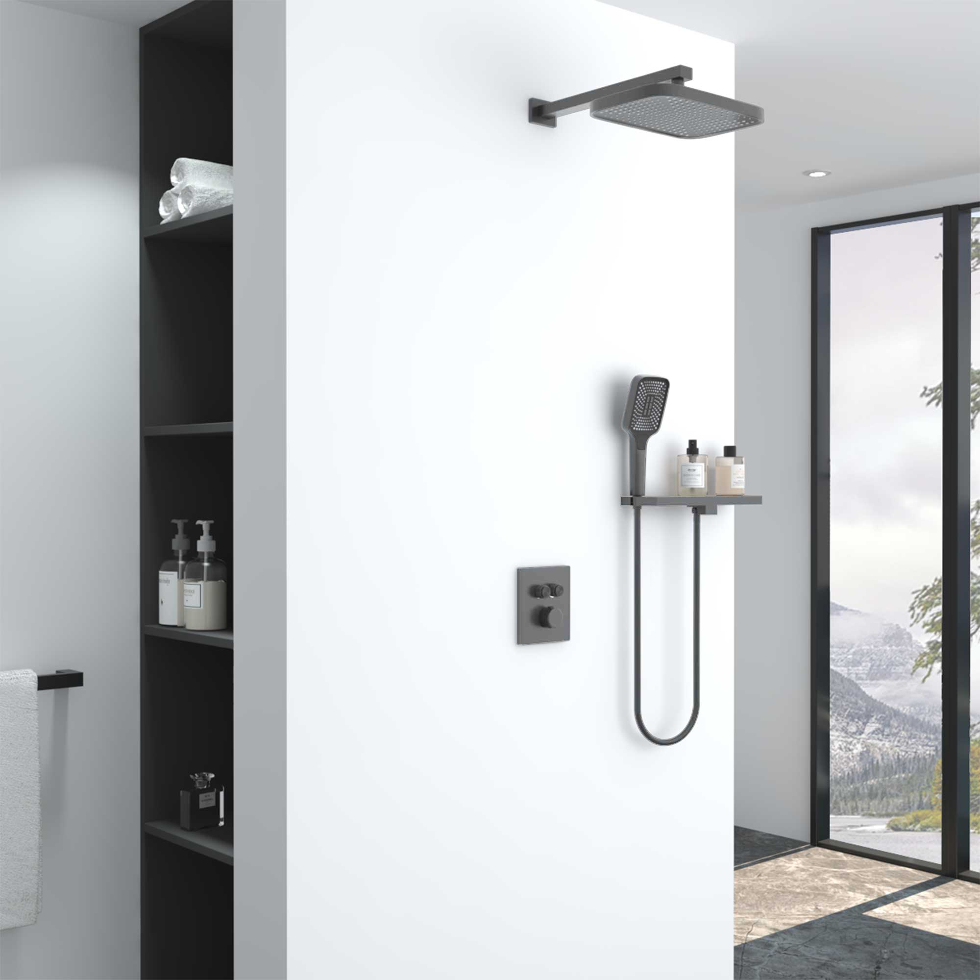 Душевая система Vincea VSFW-321MT1RGM встраиваемая в стену цвет вороненая сталь