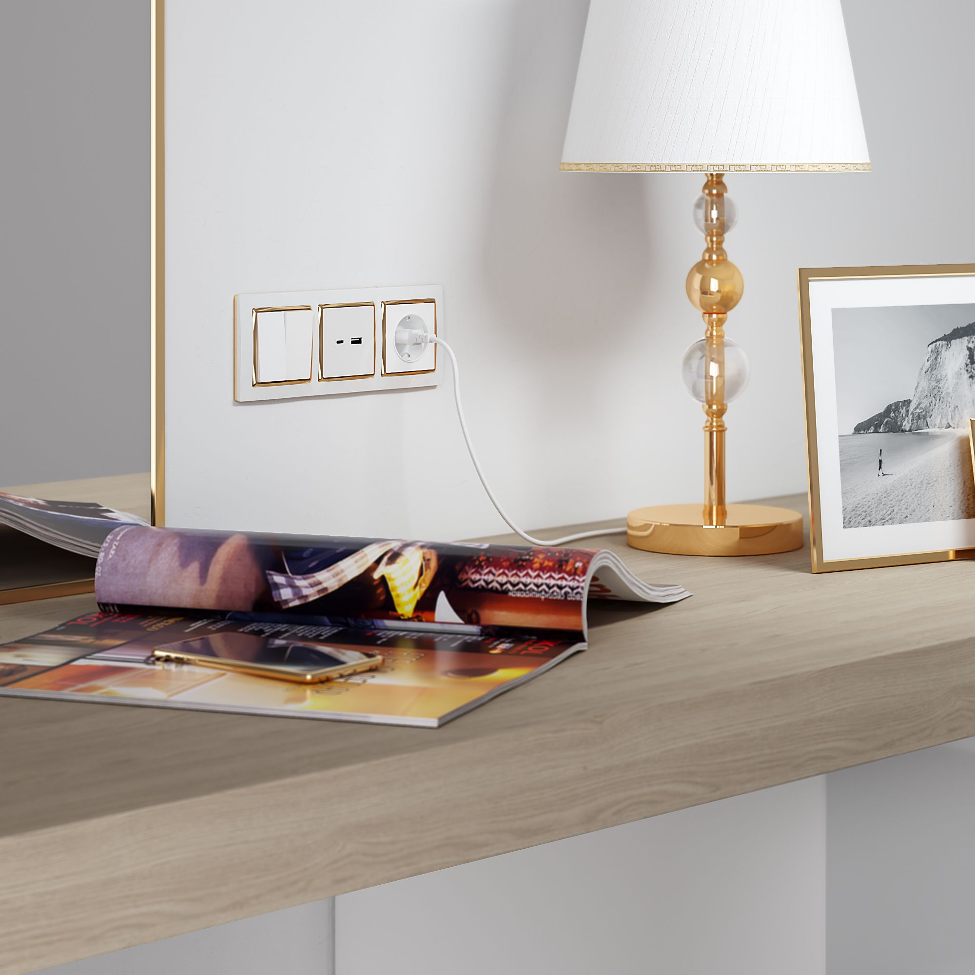  Рамка на 3 поста Snabb (белый/золото) Werkel