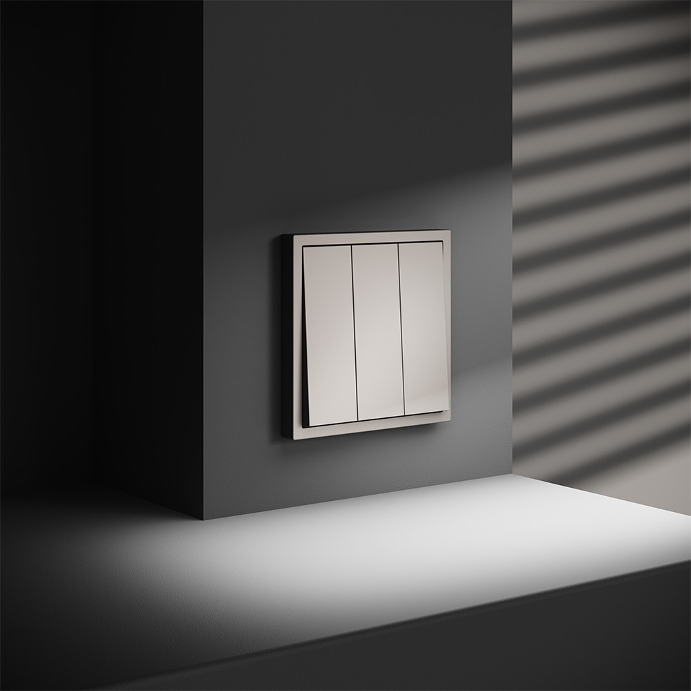 Выключатель встраиваемый VOLTUM S70 трехклавишный 10А, (кашемир)