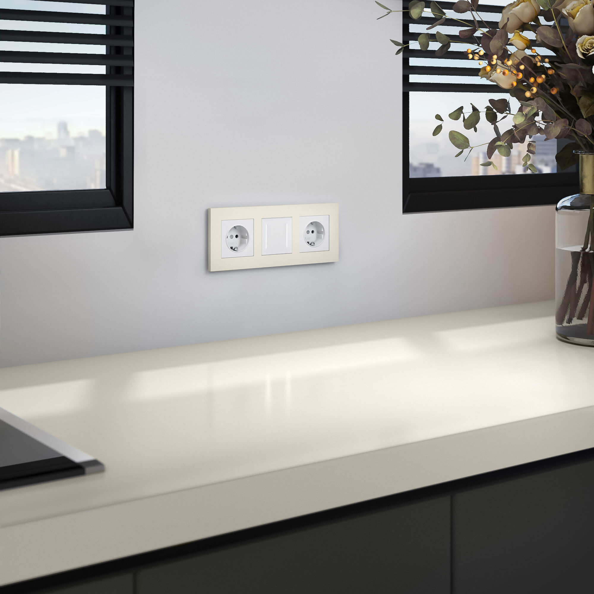 Рамка на 3 поста Slab (айвори софт) Werkel