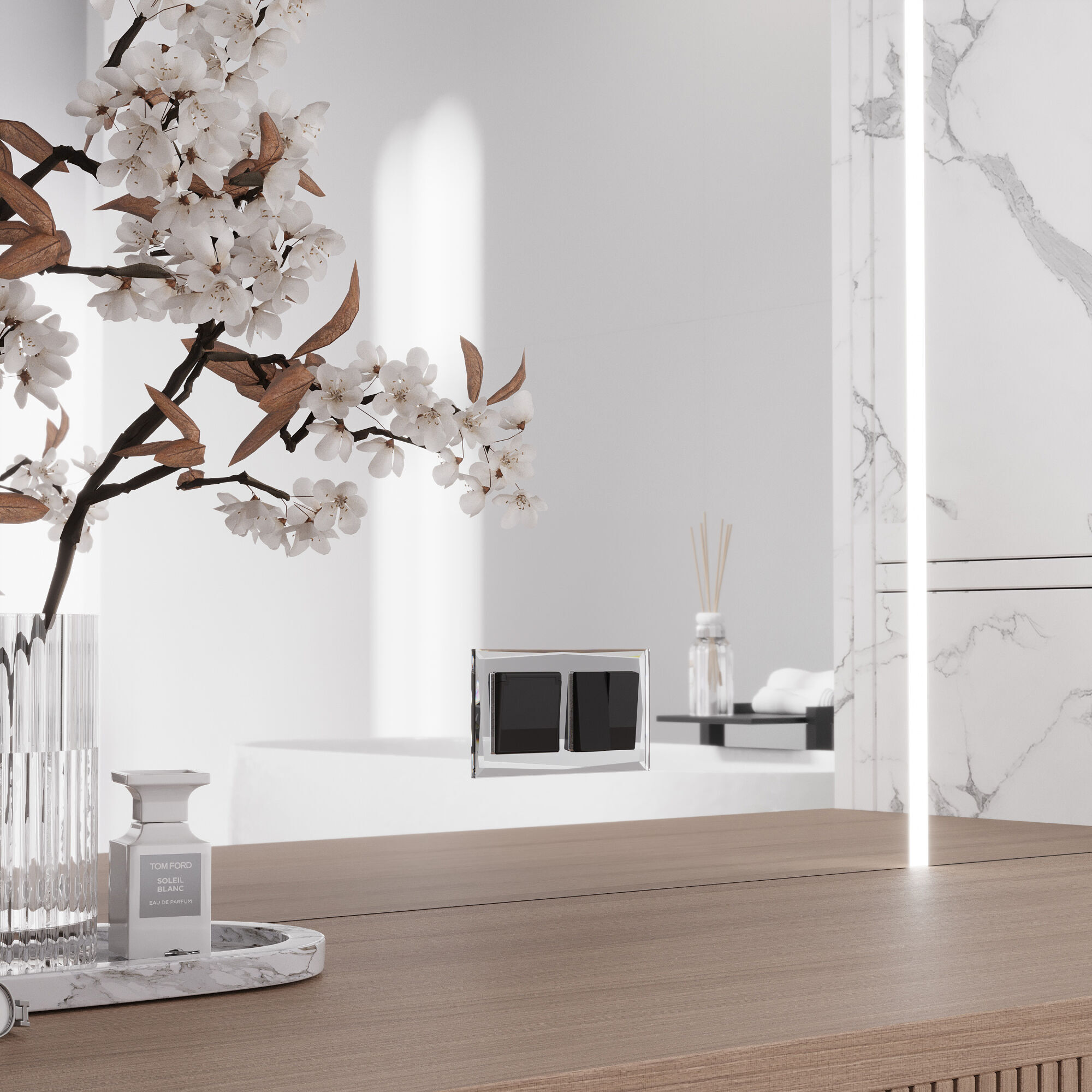 Перекрестный выключатель двухклавишный (черный акрил) Werkel