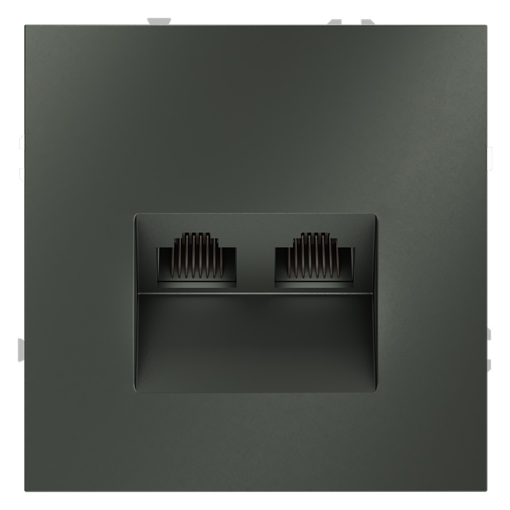 Розетка компьютерная встраиваемая VOLTUM S70 двойная RJ45+RJ45 кат.6, (титан)