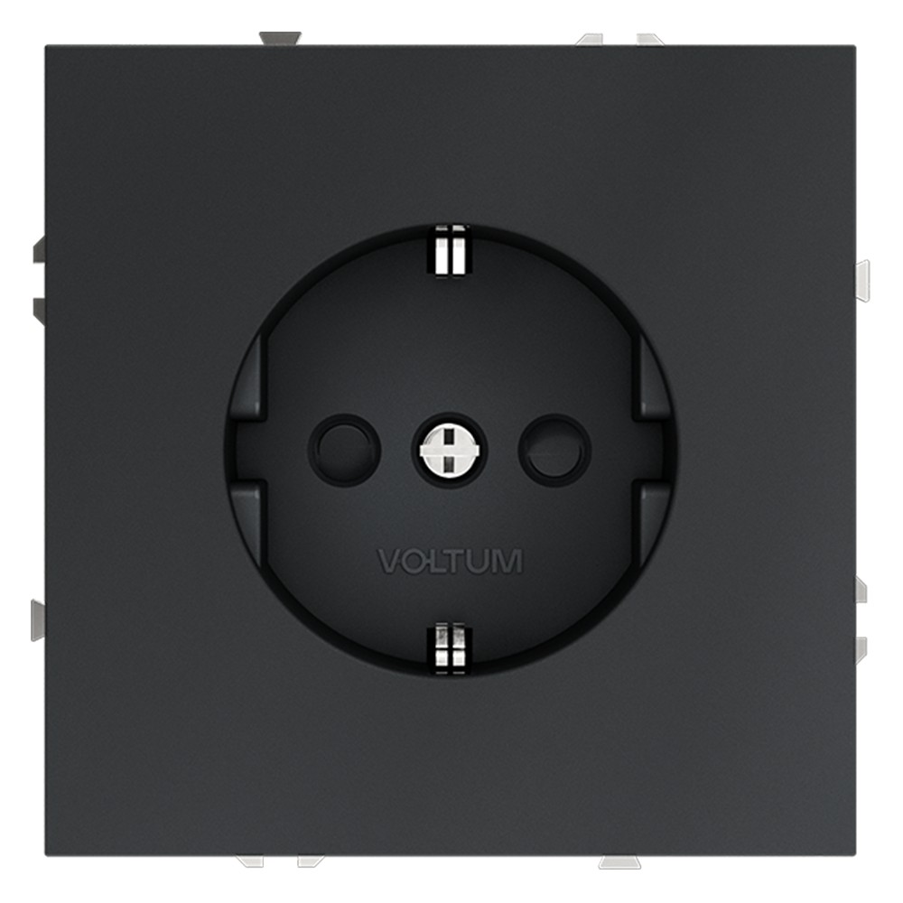 Розетка встраиваемая VOLTUM S70 с заземлением и защитными шторками, 16А, (графит)