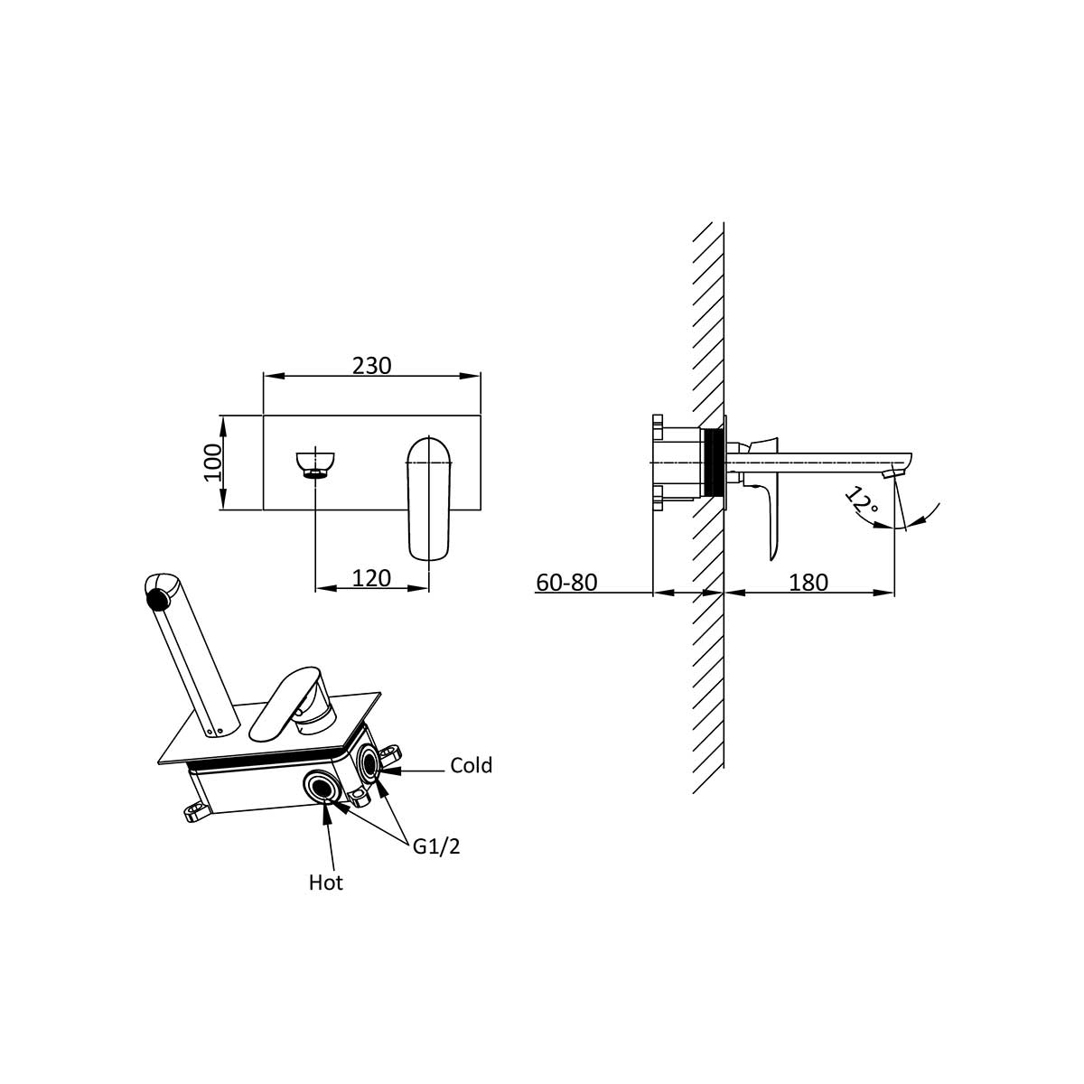 Смеситель Vincea Esse VBFW-1E1CH настенный хром