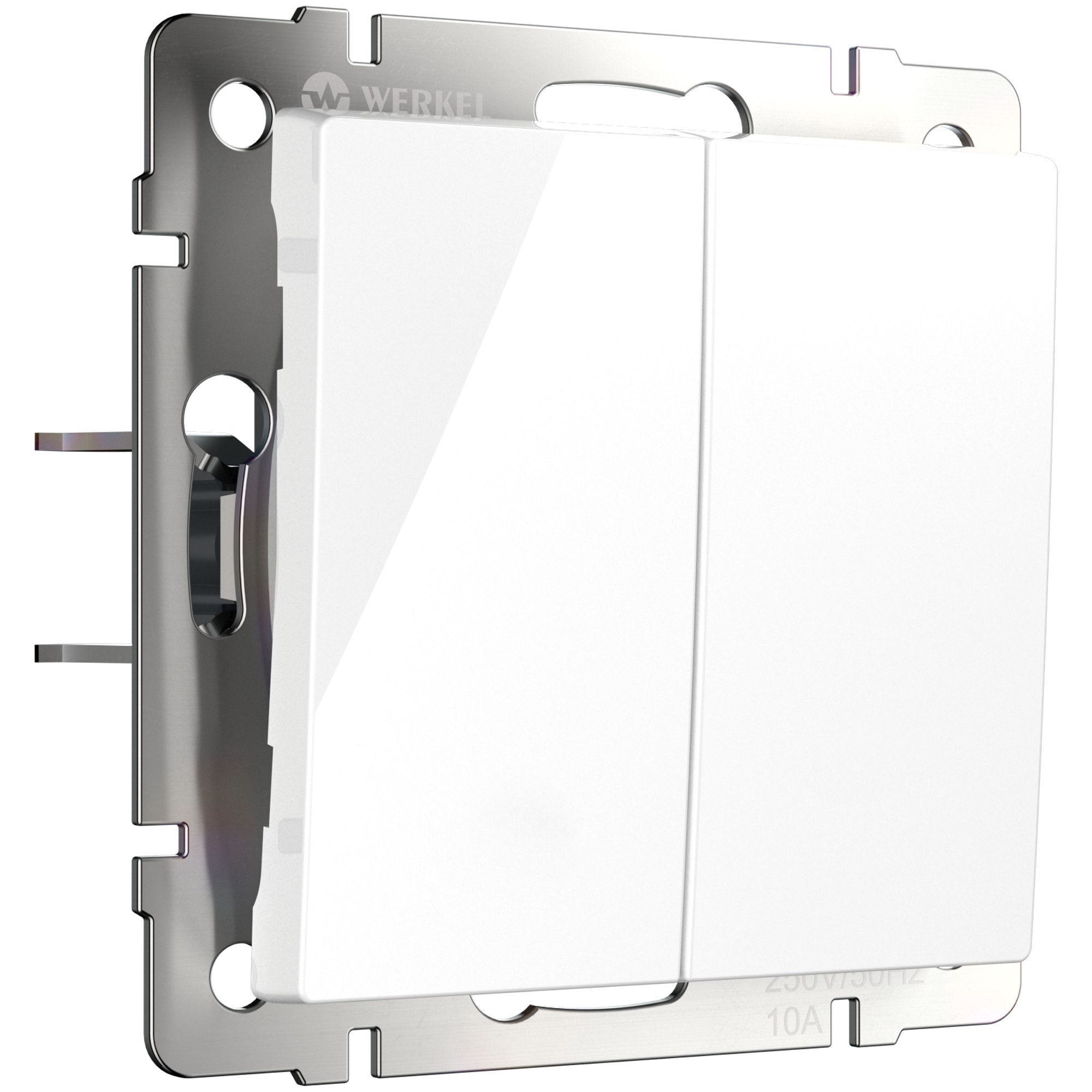 Выключатель двухклавишный с самовозвратом (белый глянцевый) Werkel