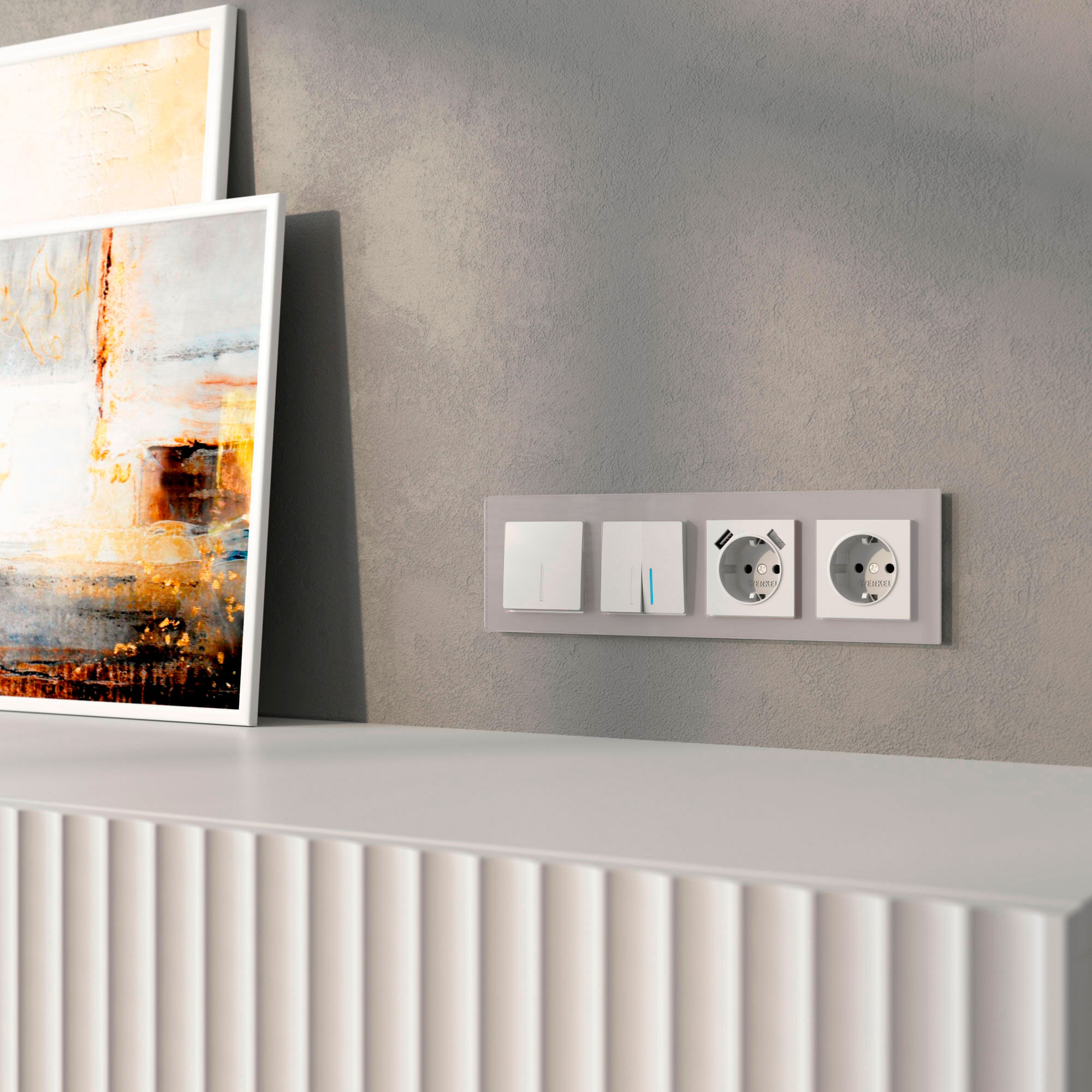 Рамка на 4 поста (дымчатый,стекло) Werkel