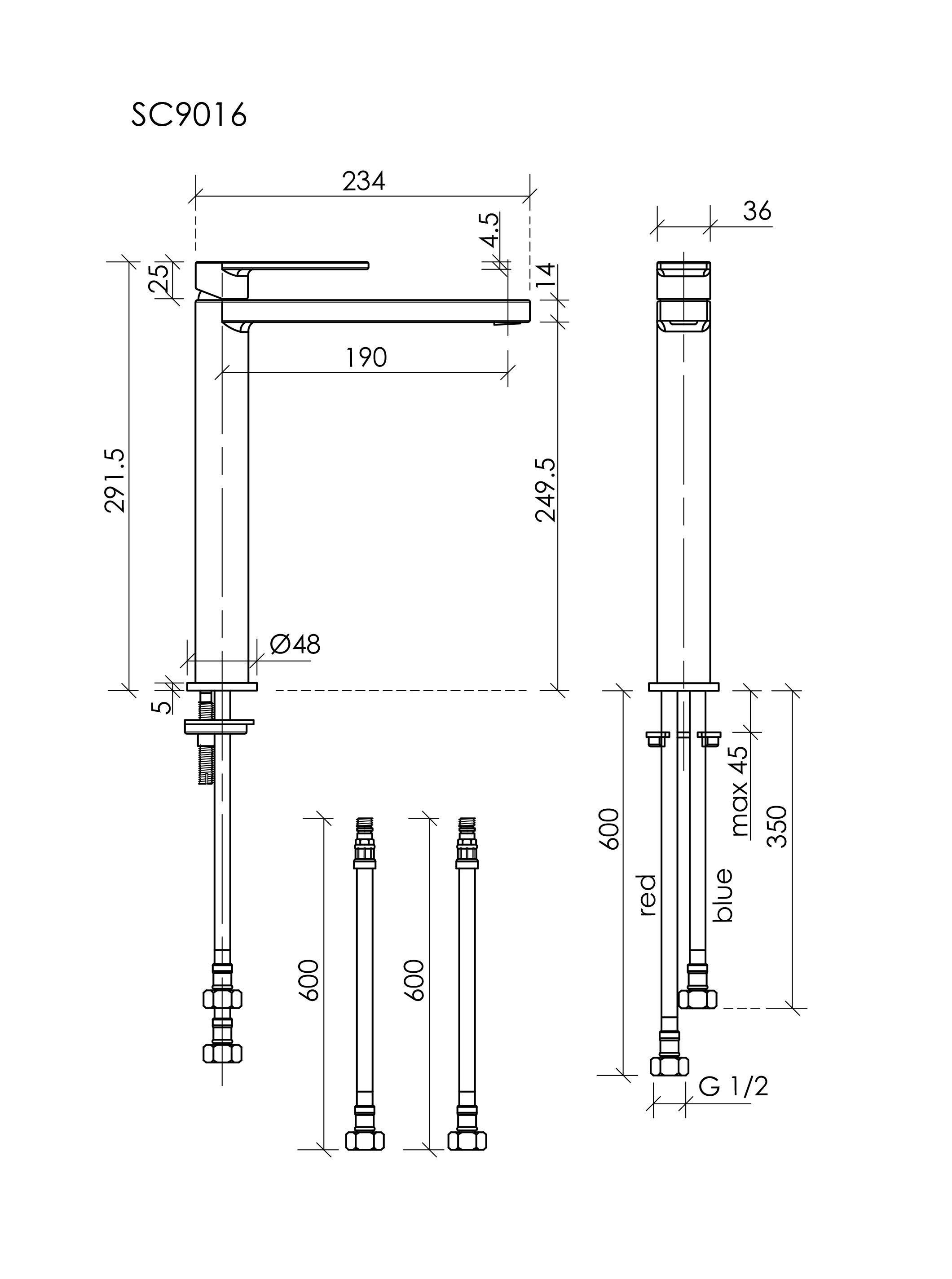 Смеситель для раковины Studio, вороненая сталь SC9016GG