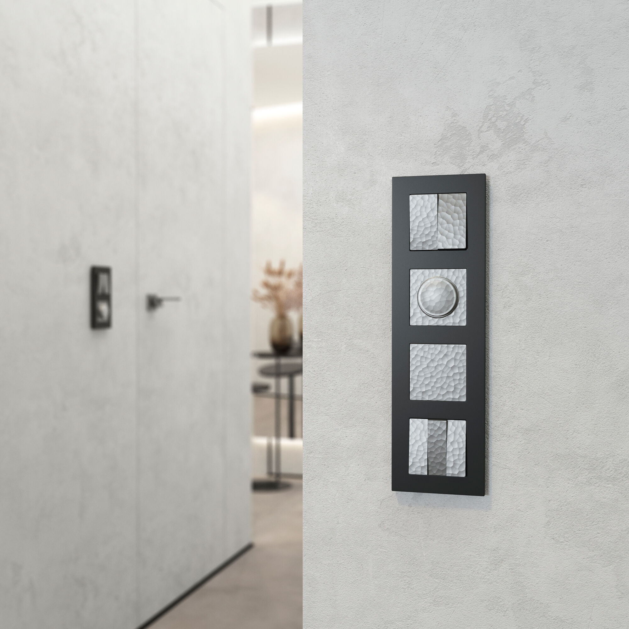 Выключатель двухклавишный проходной (серебряный) Werkel