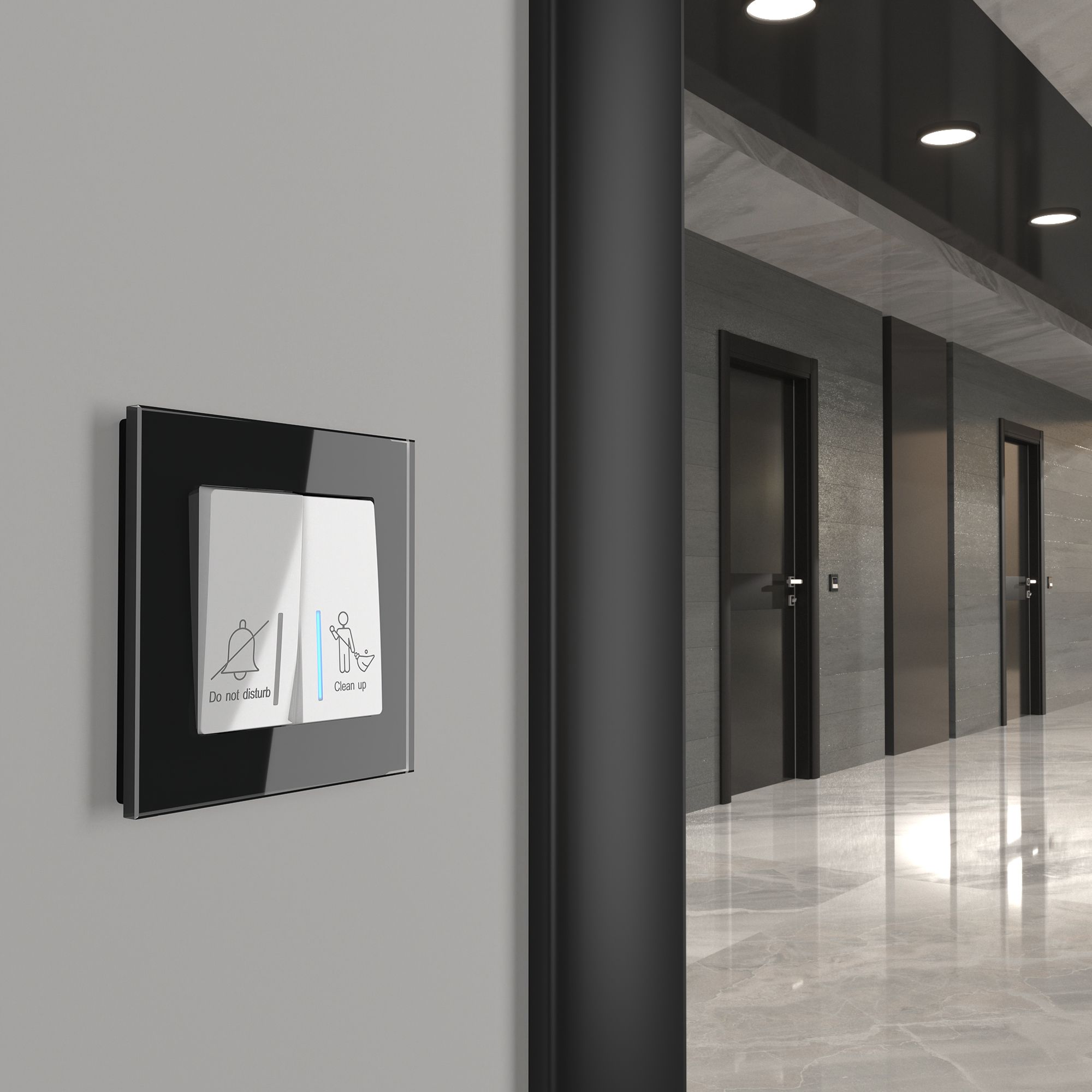 Выключатель двухклавишный для отелей (белый) Werkel