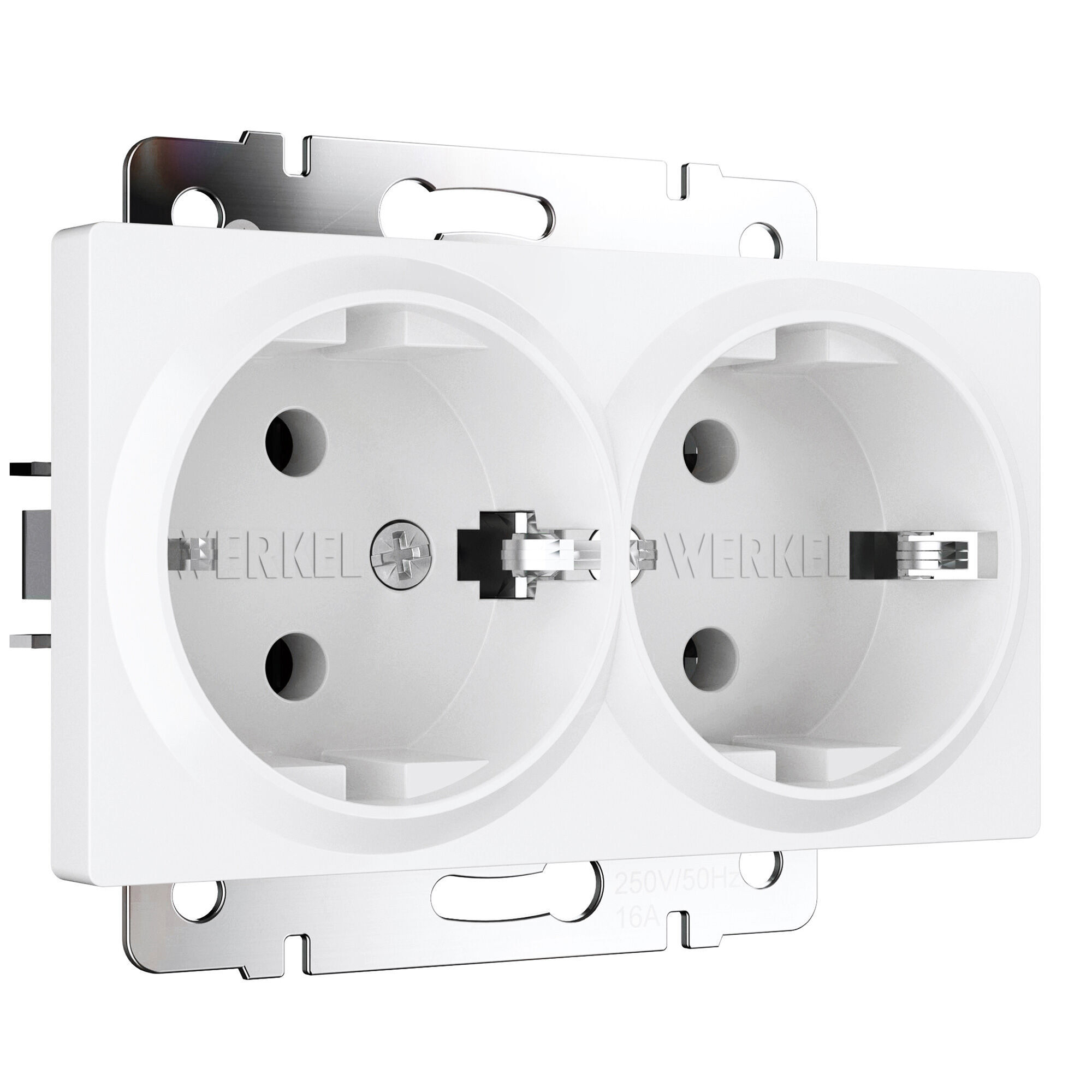 Розетка двойная с заземлением (белый матовый) Werkel