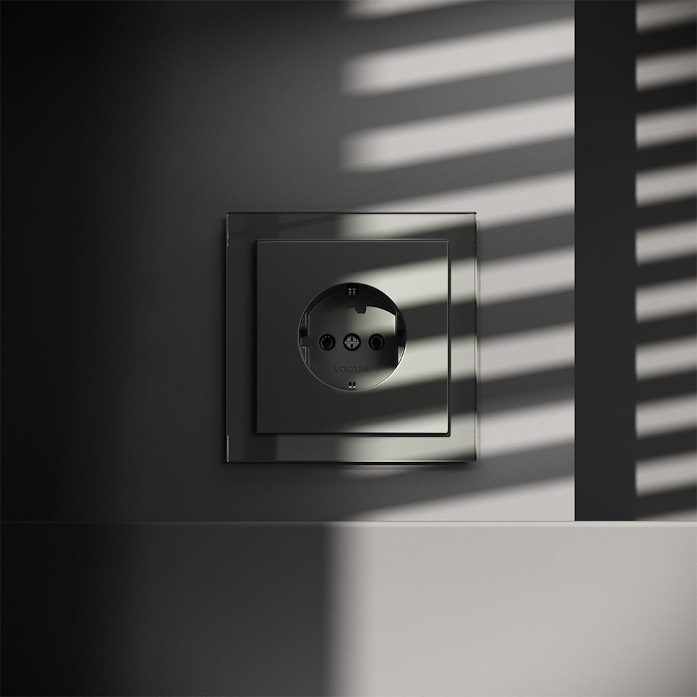 Розетка встраиваемая VOLTUM S70 с заземлением 16А, (титан)