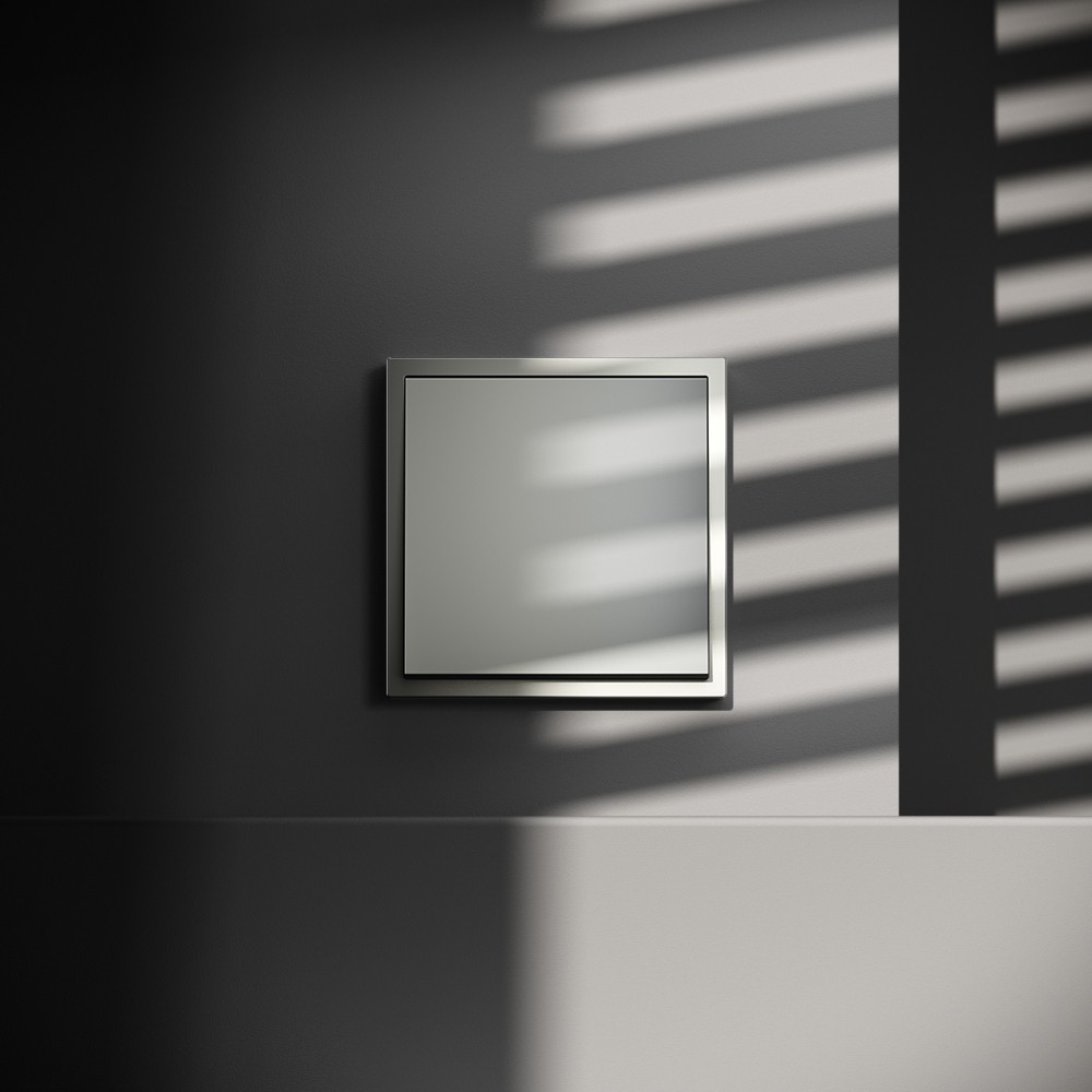 Выключатель с самовозвратом встраиваемый VOLTUM S70 одноклавишный 10А, (сталь)