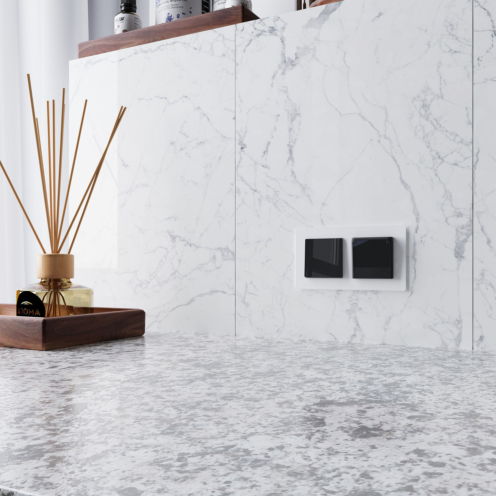 Розетка влагозащ. с зазем. с защит. крышкой и шторками (черный акрил) Werkel