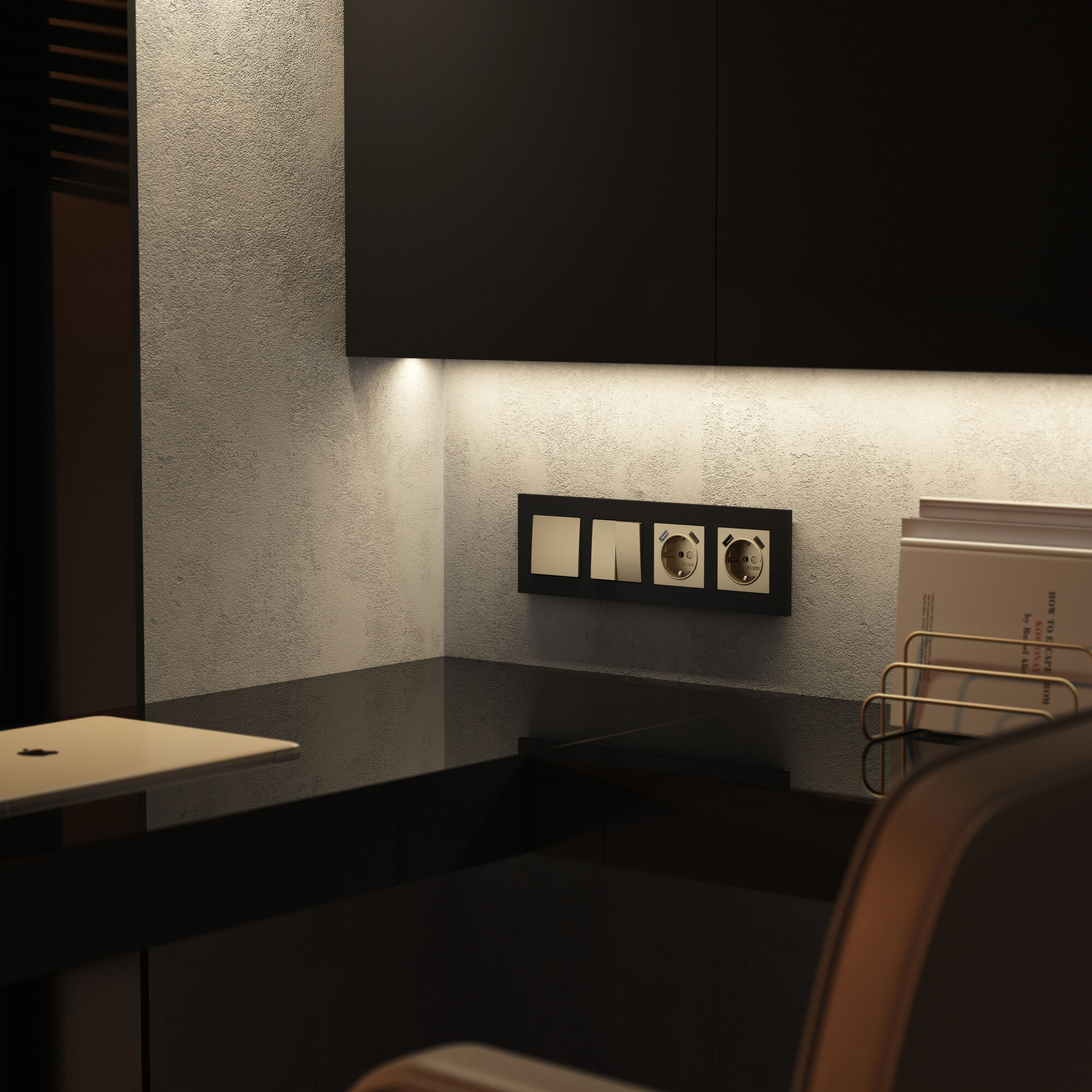 Выключатель одноклавишный (шампань) Werkel