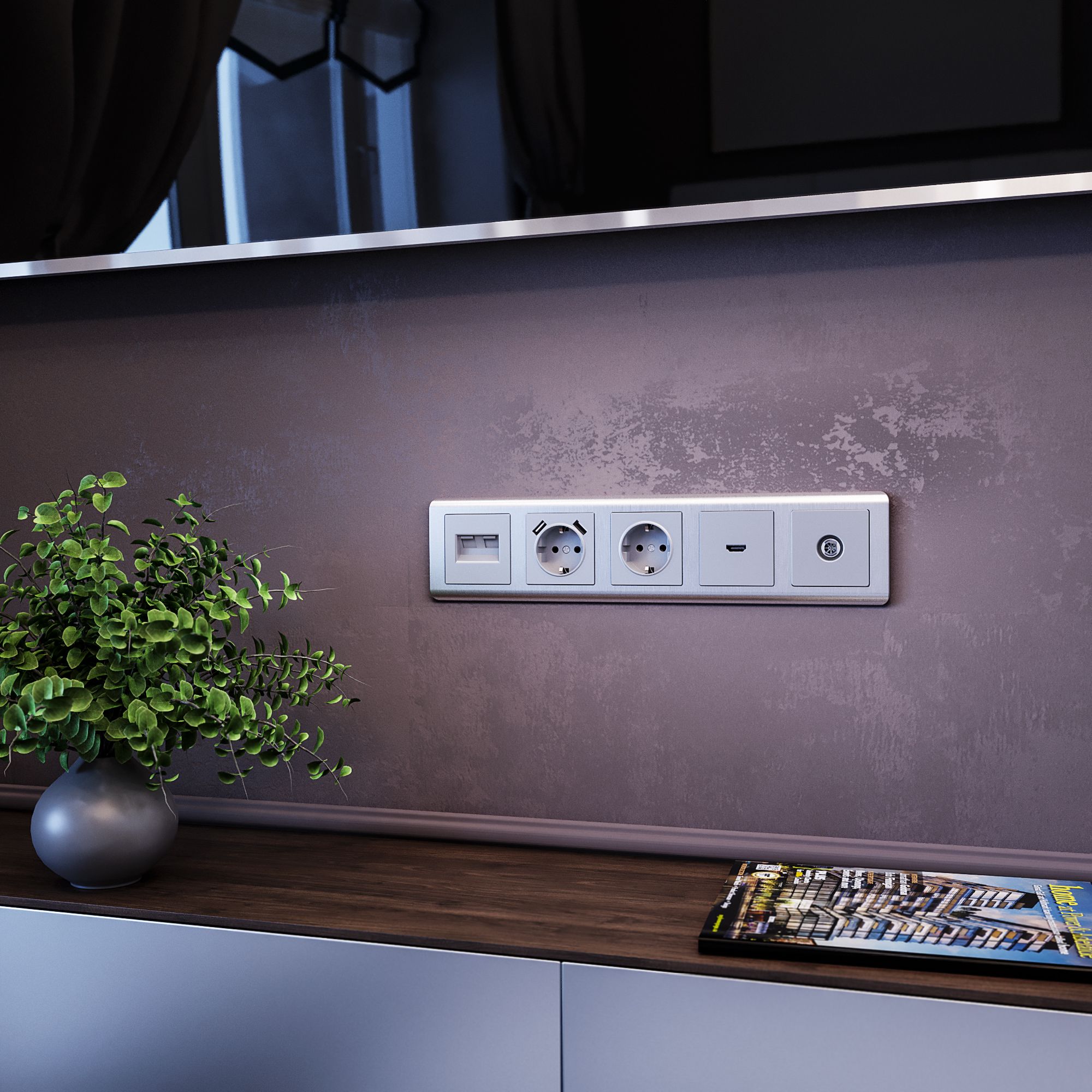 Рамка на 5 постов Stream (серебряный) Werkel