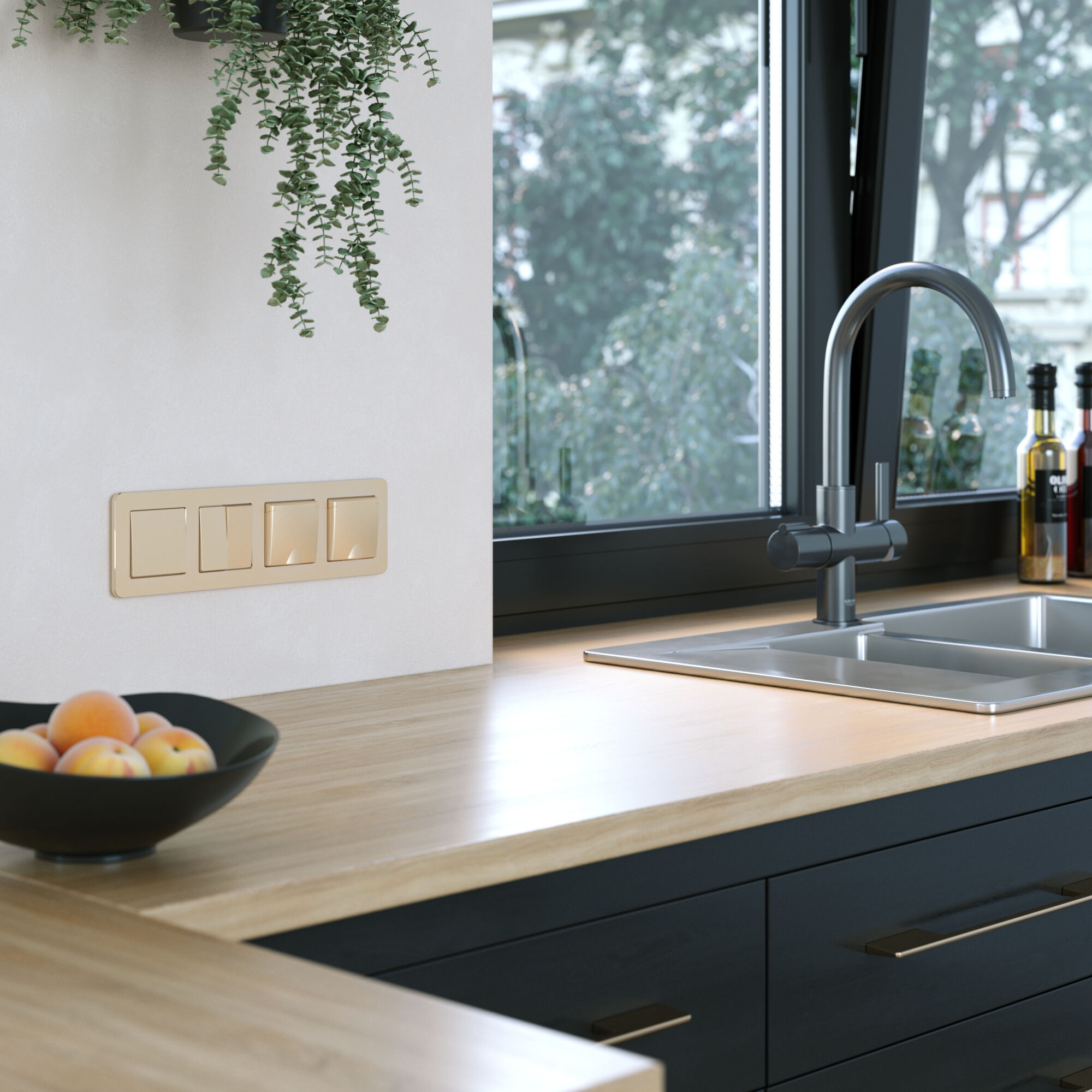 Рамка на 4 поста Platinum шампань Werkel