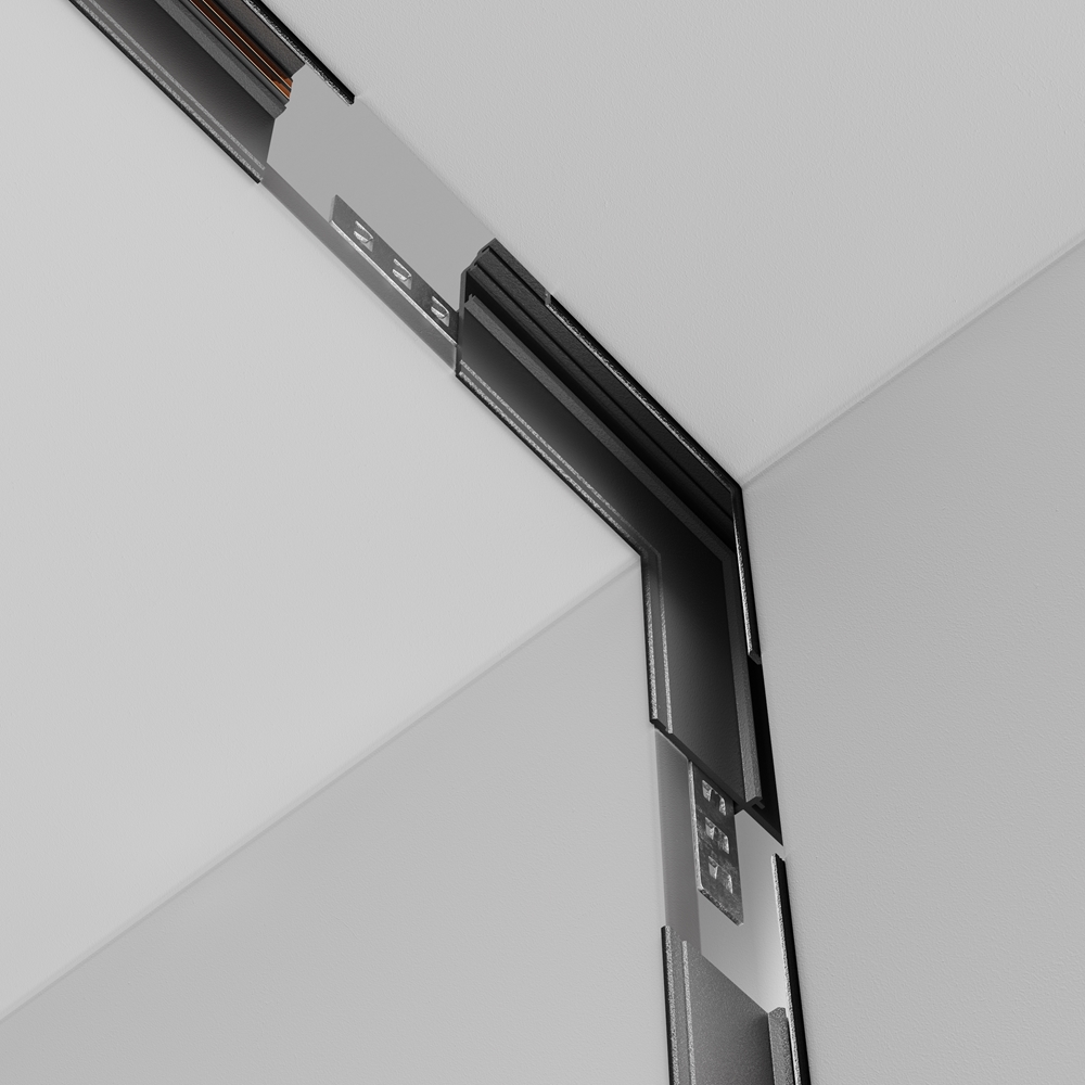 Коннектор угловой внутренний Exility встраиваемый под ГКЛ 9,5мм, черный Maytoni TRA034CL-42B