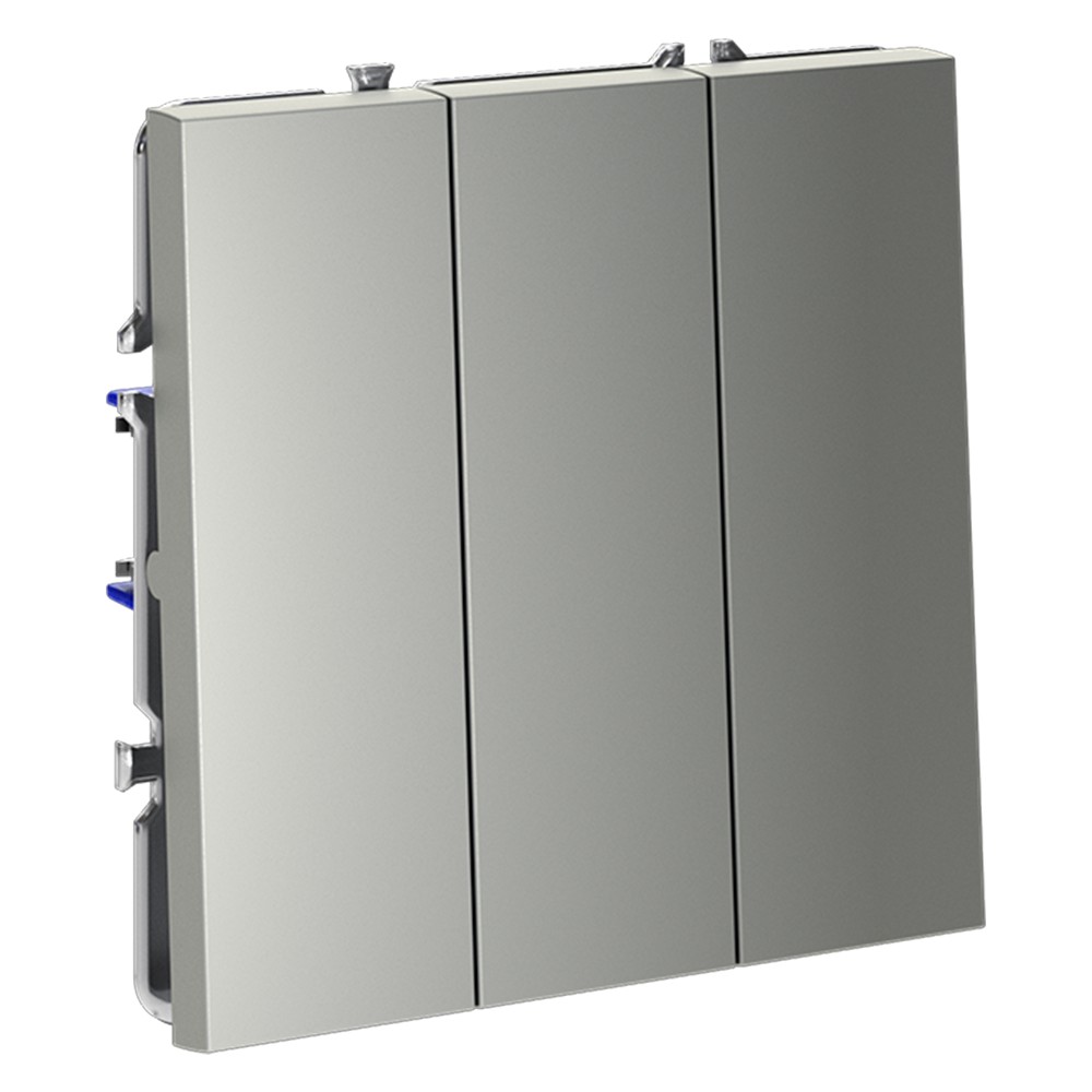 Выключатель встраиваемый VOLTUM S70 трехклавишный 10А, (сталь)