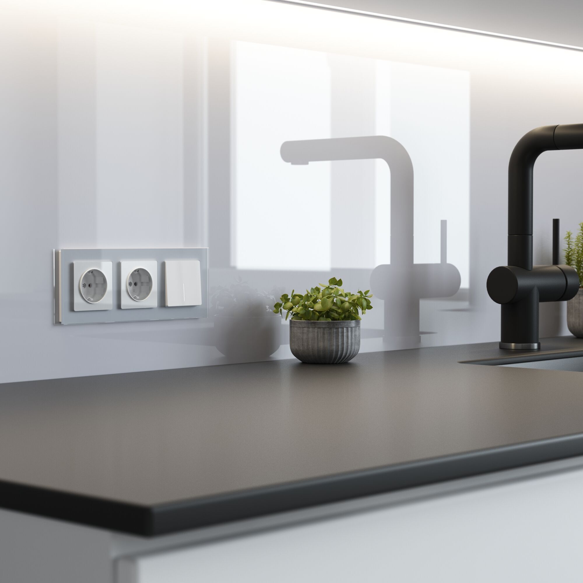 Выключатель одноклавишный проходной с подсветкой (белый акрил) Werkel