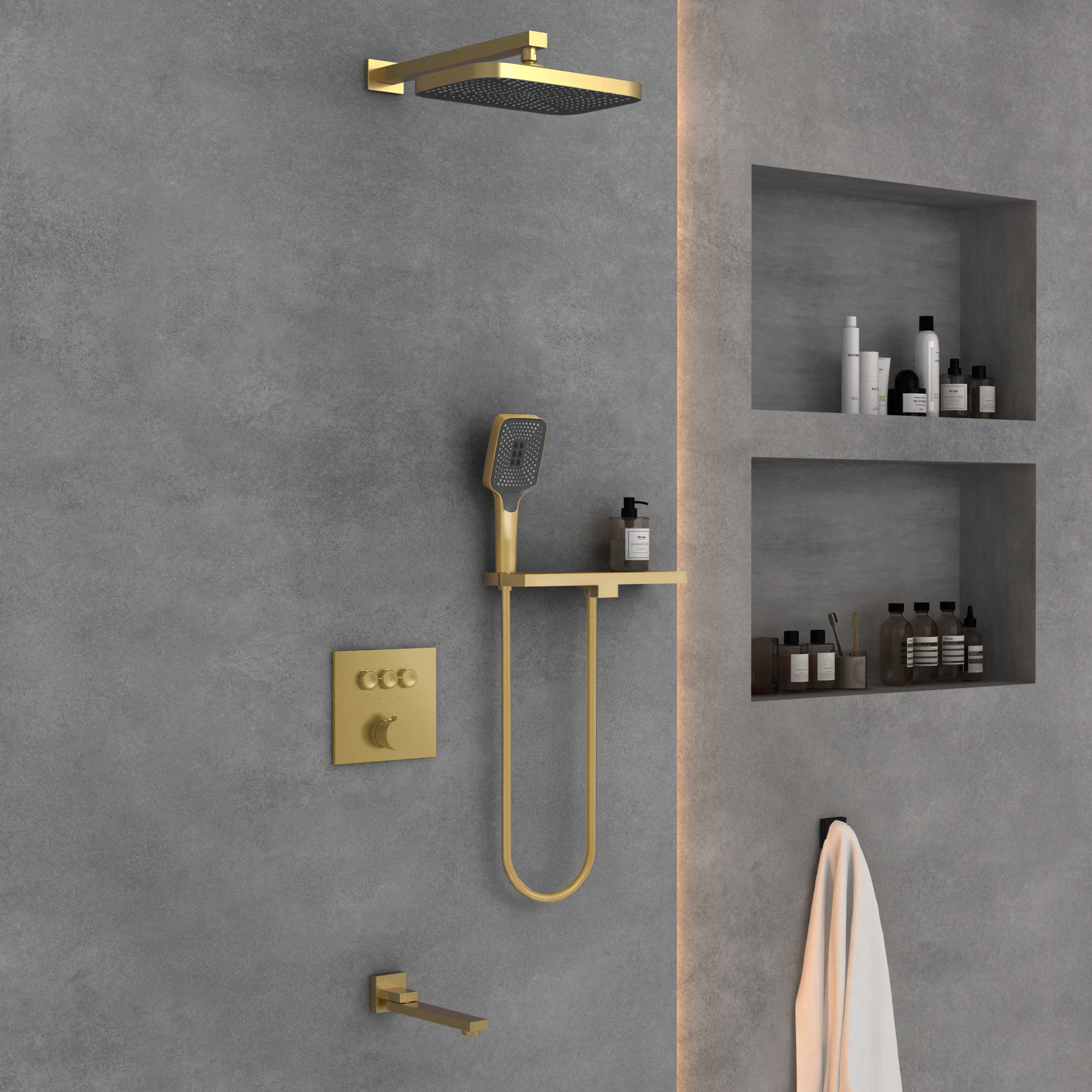 Душевая система Vincea VSFW-4311RBG встраиваемая в стену цвет брашированное золото