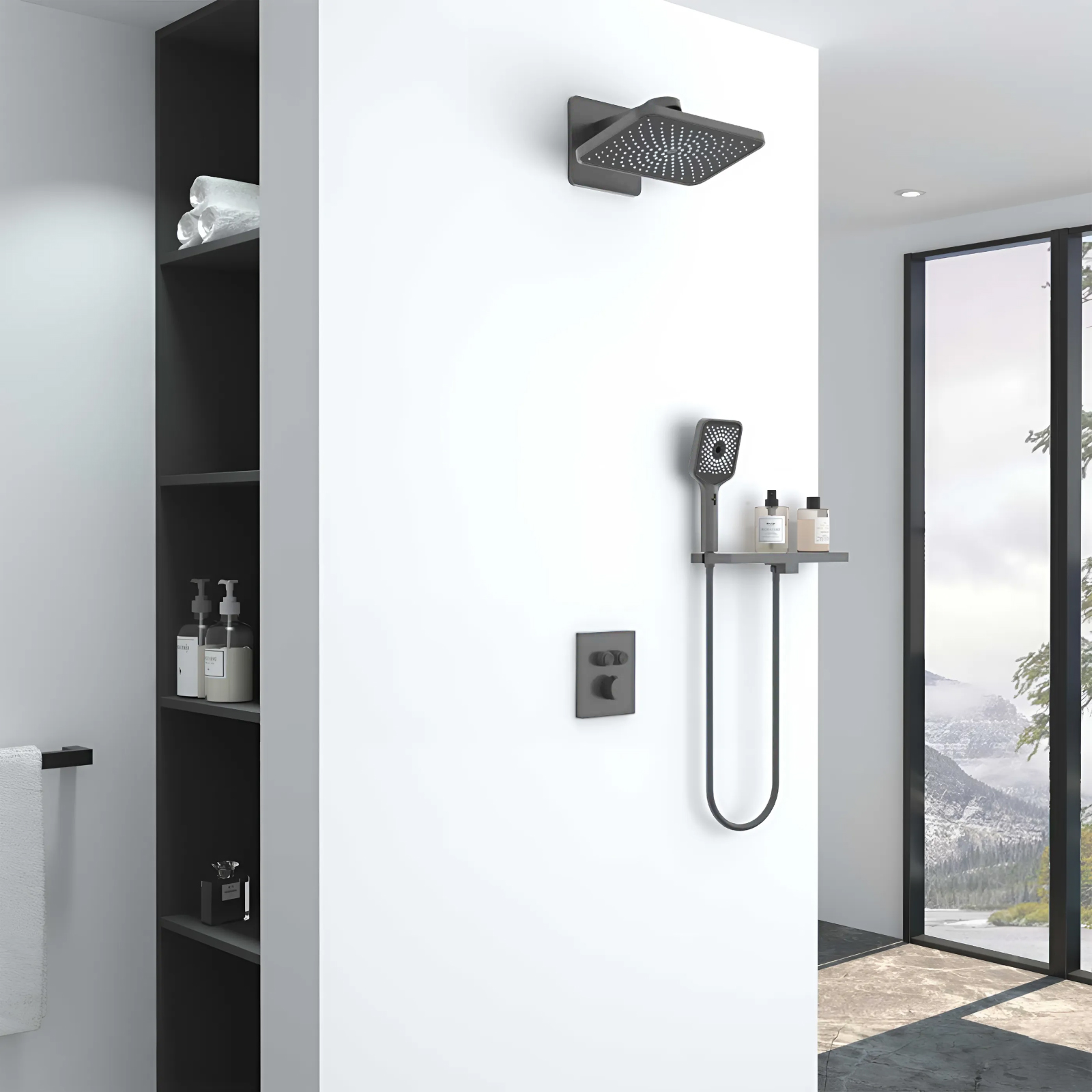 Душевая система Vincea Inspire VSFW-3I21MT4RGM встраиваемая в стену цвет вороненая сталь