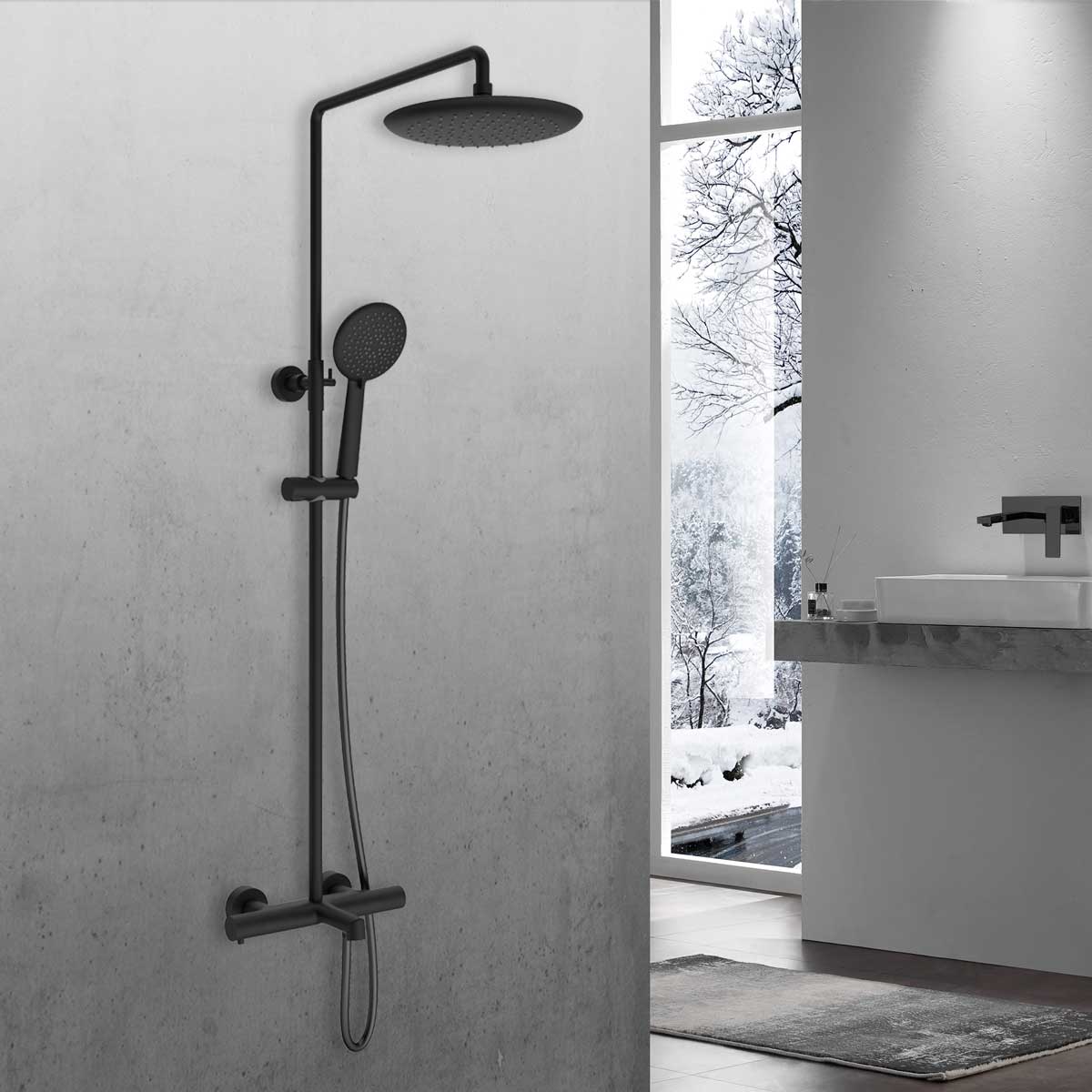 Душевая стойка Vincea Desire VSFS-1D1TMB настенная цвет черный