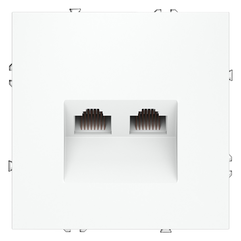 Розетка компьютерная встраиваемая VOLTUM S70 двойная RJ45+RJ45 кат.6, (белый матовый)