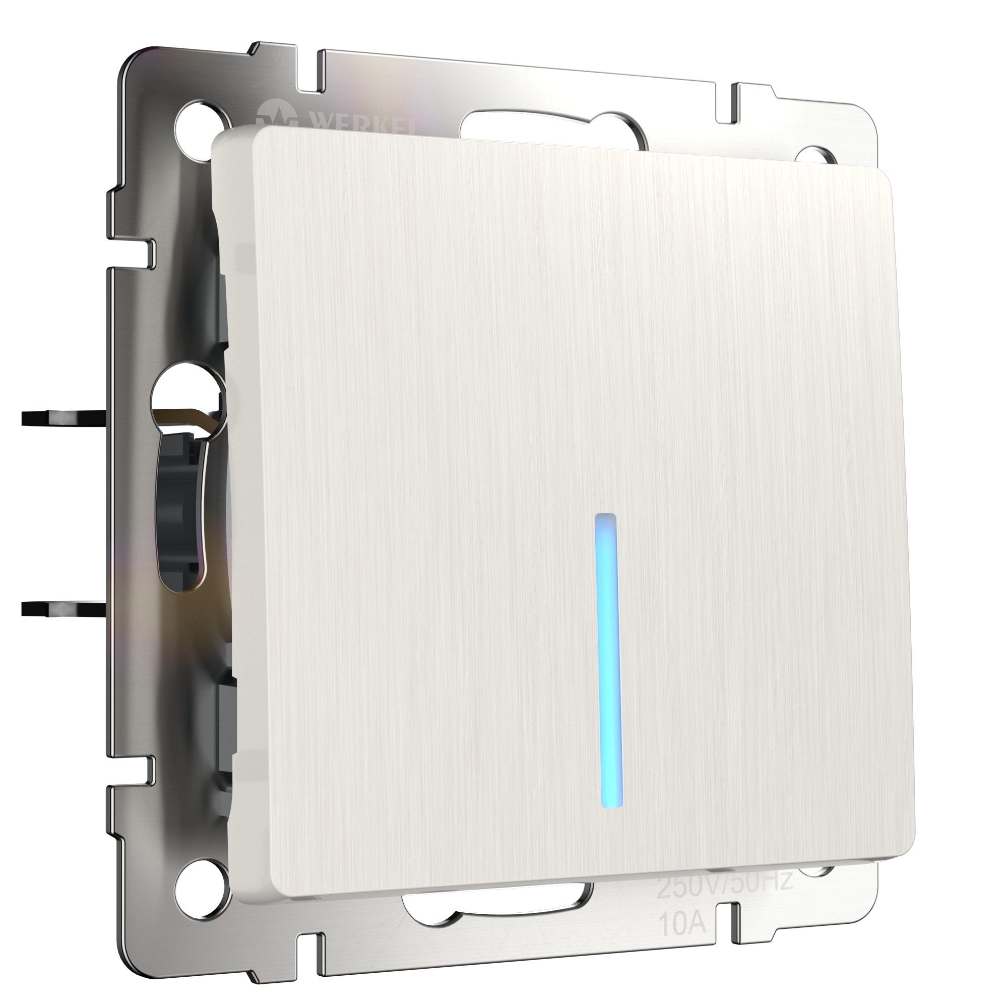 Выключатель одноклавишный проходной с подсветкой (перламутровый рифленый) Werkel