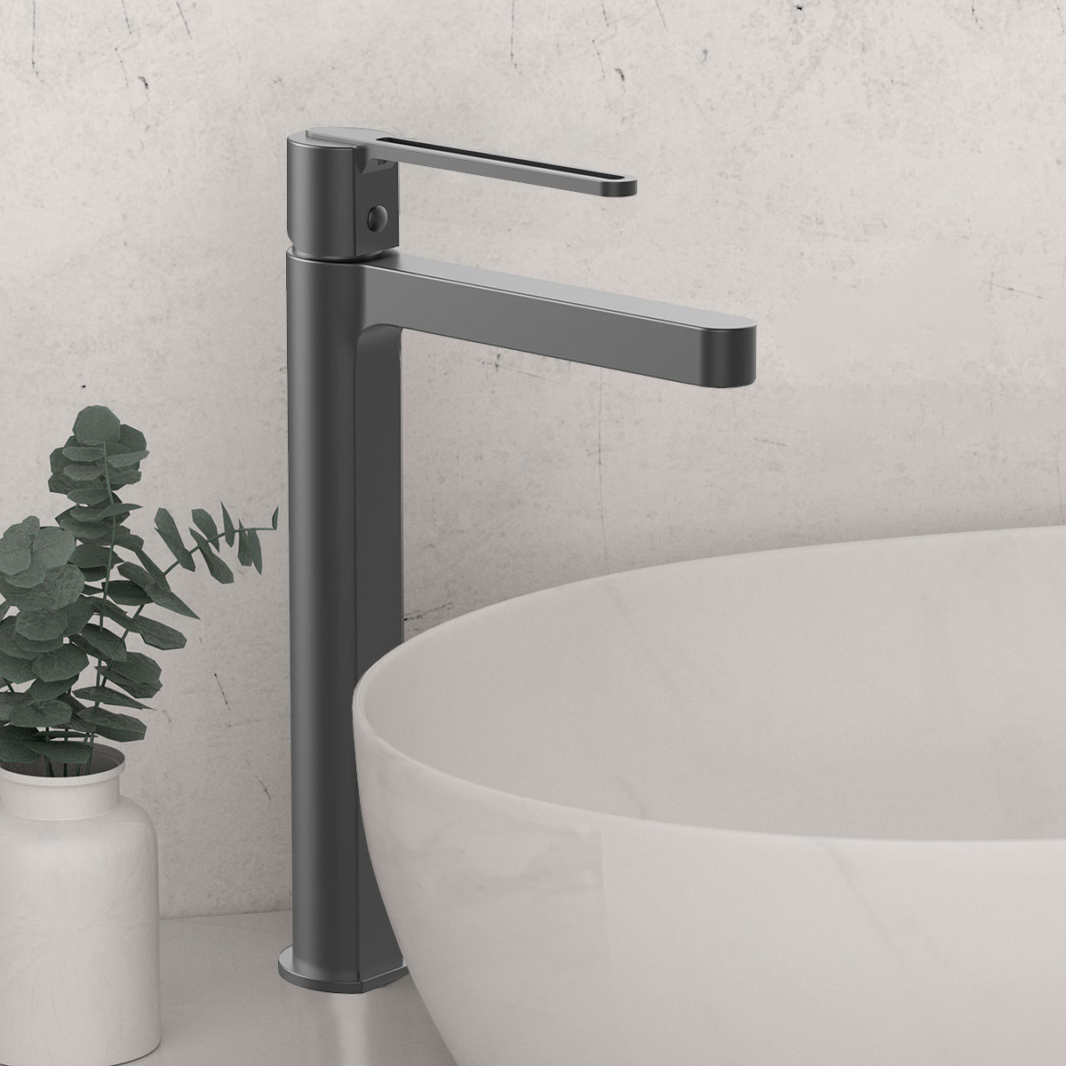 Смеситель Vincea Rondo VBF-1R2GM на столешницу вороненая сталь