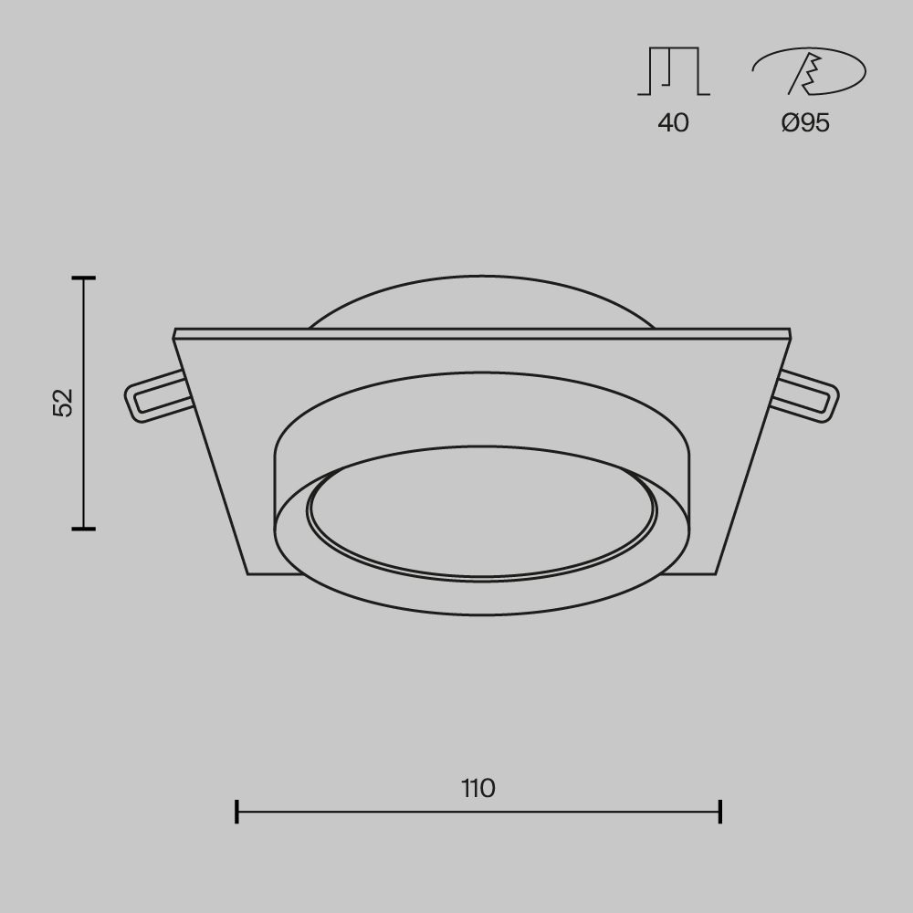 Встраиваемый светильник Maytoni Hoop GX53 1x12Вт DL086-GX53-SQ-B