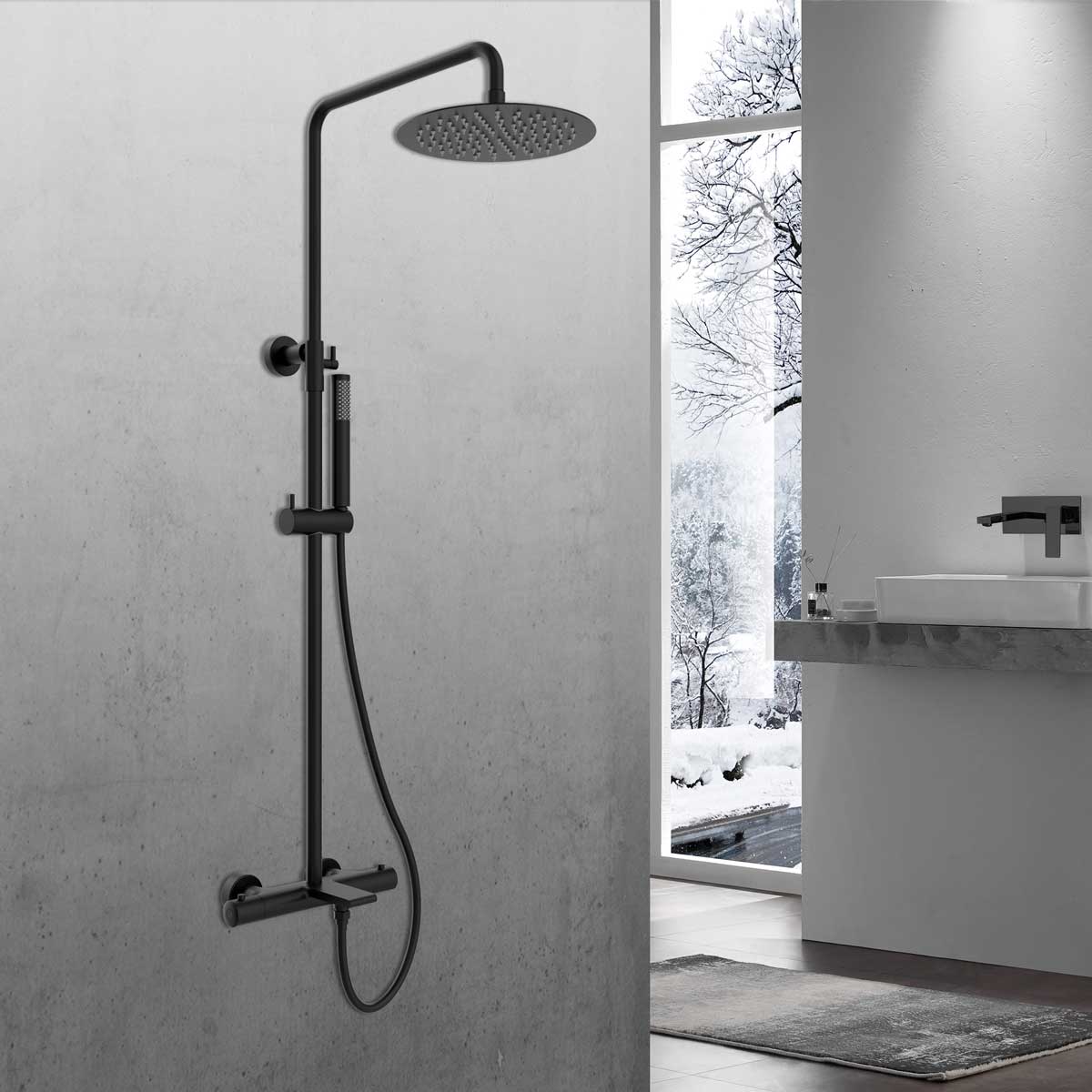 Душевая стойка Vincea Vogue VSFS-1V1TMB настенная цвет черный