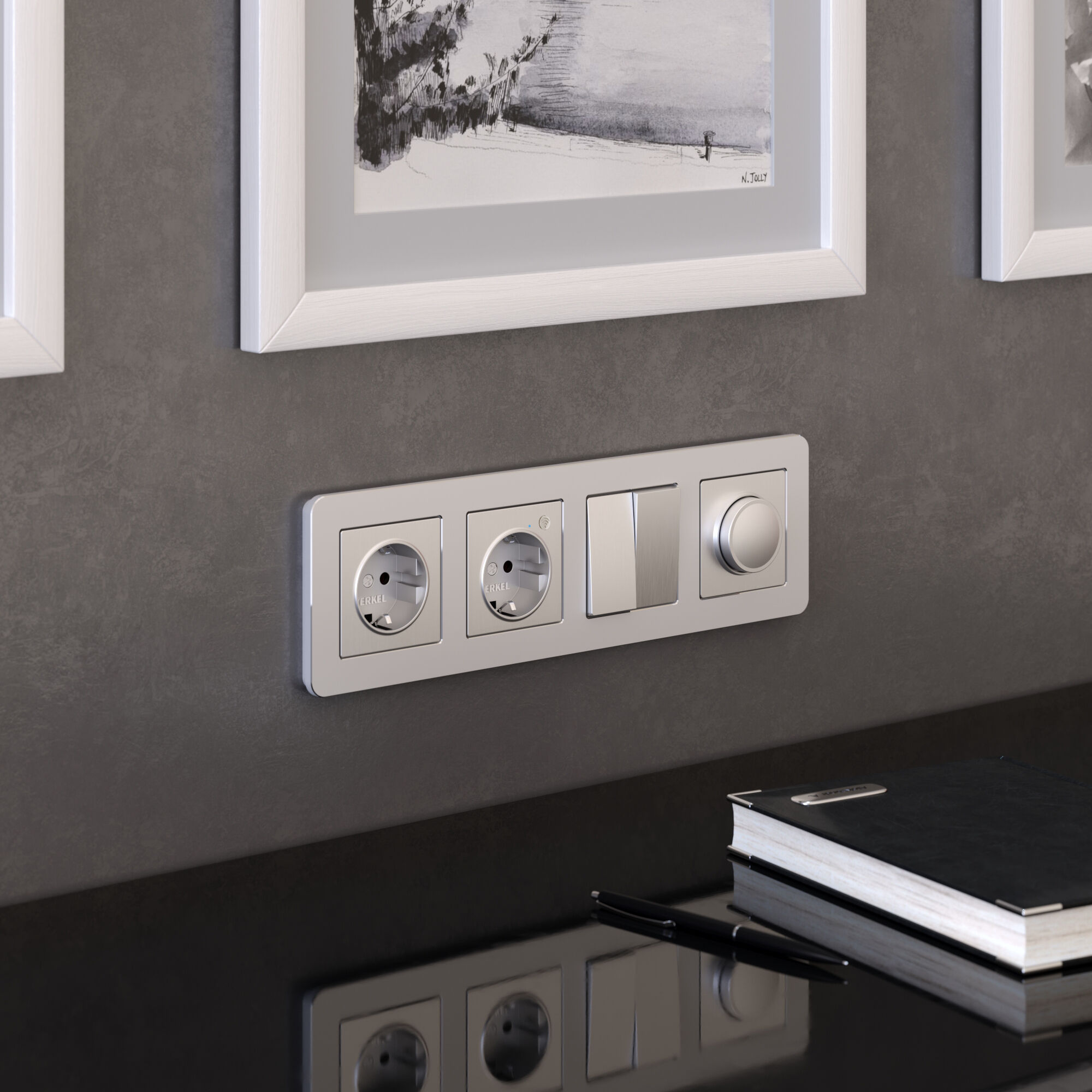 Рамка на 4 поста Platinum алюминий Werkel