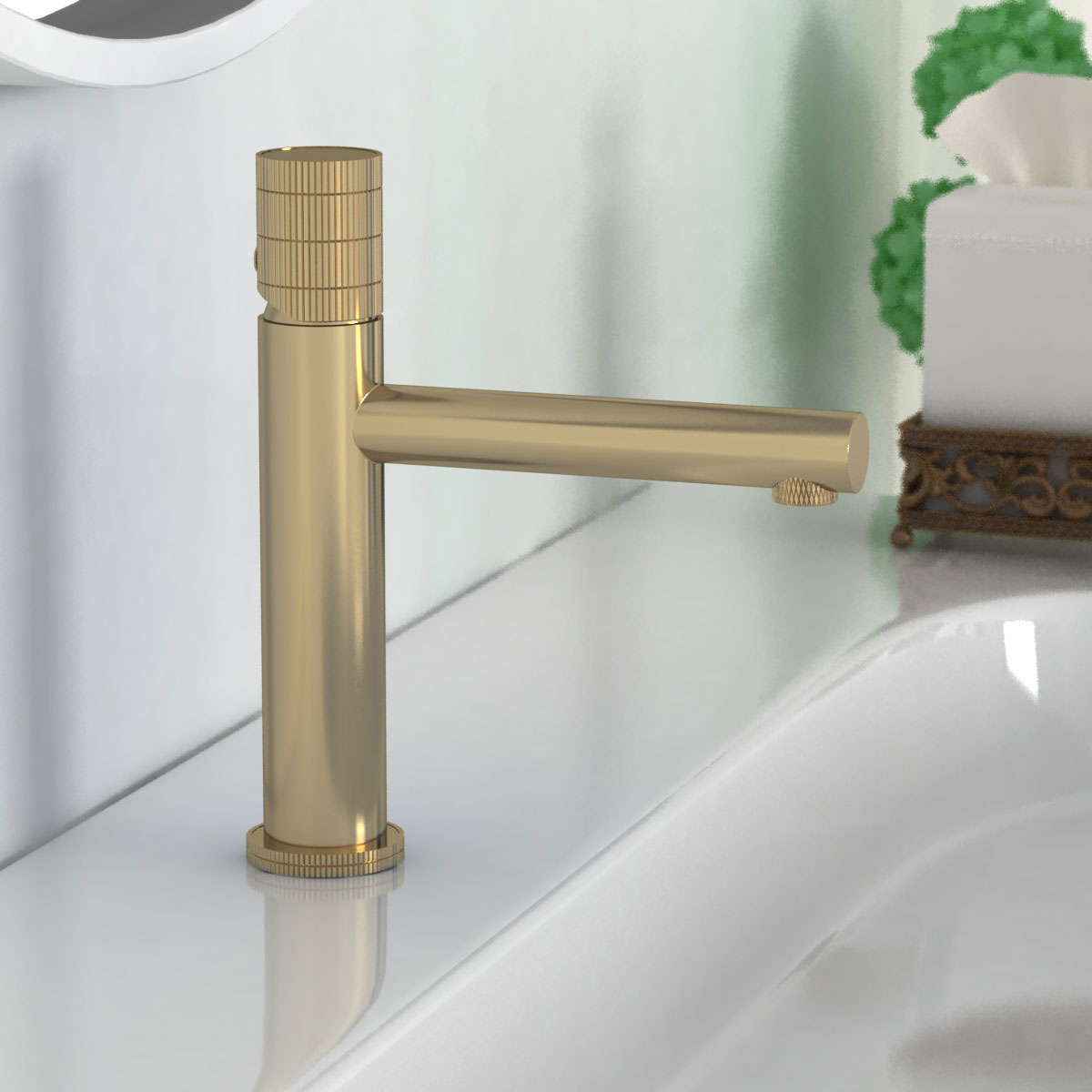 Смеситель Vincea Groove VBF-4G1BG4 на раковину брашированное золото