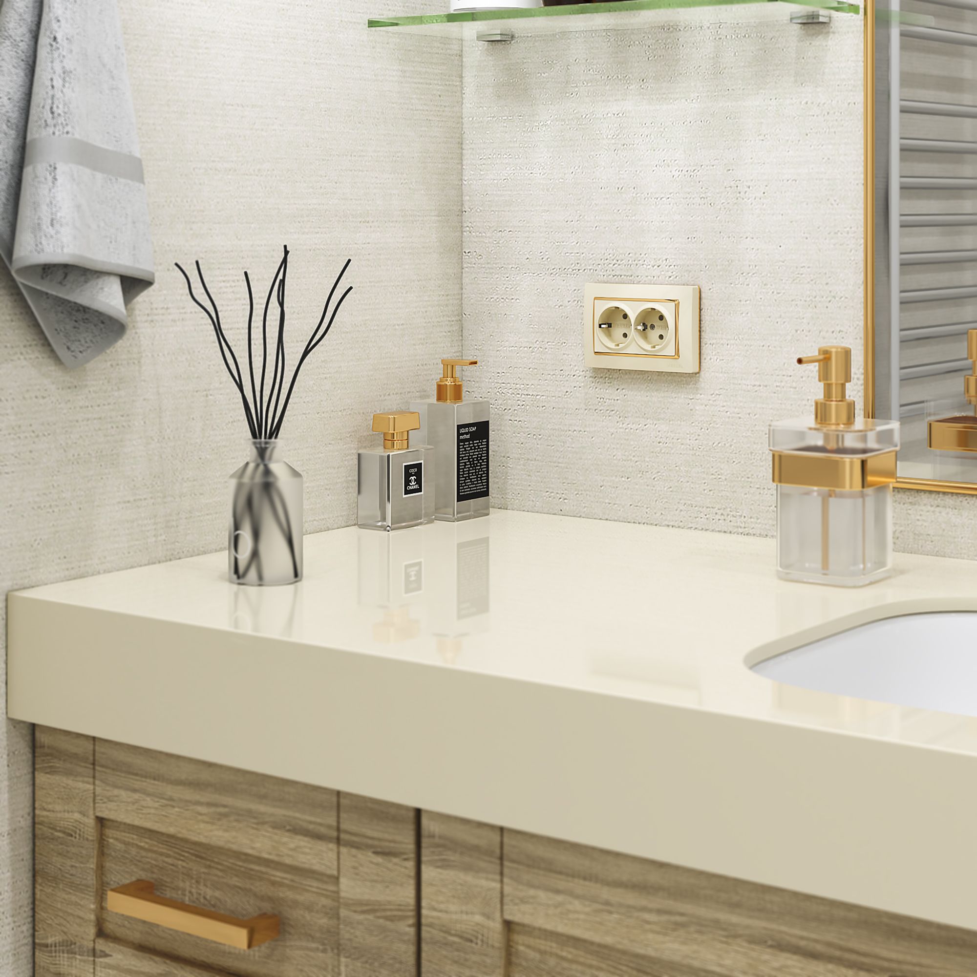 Розетка двойная с заземлением (слоновая кость) Werkel