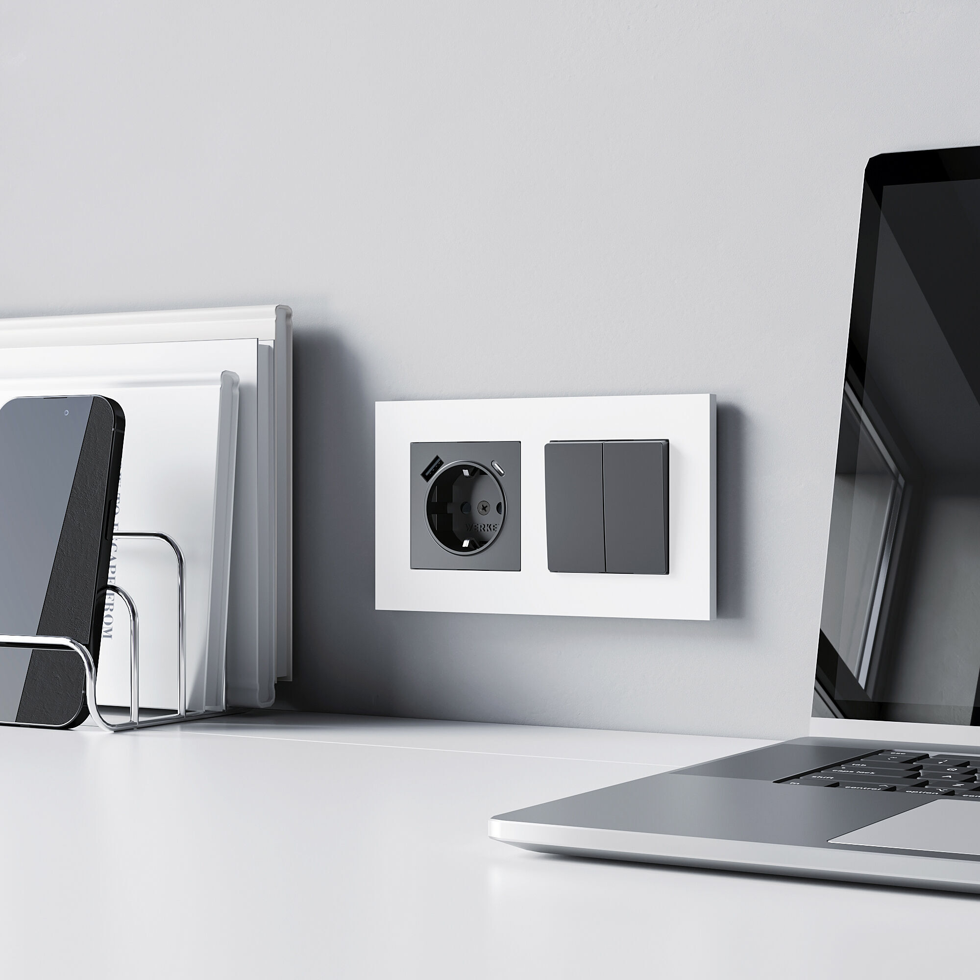 Рамка на 2 поста Slab (белый софт) Werkel