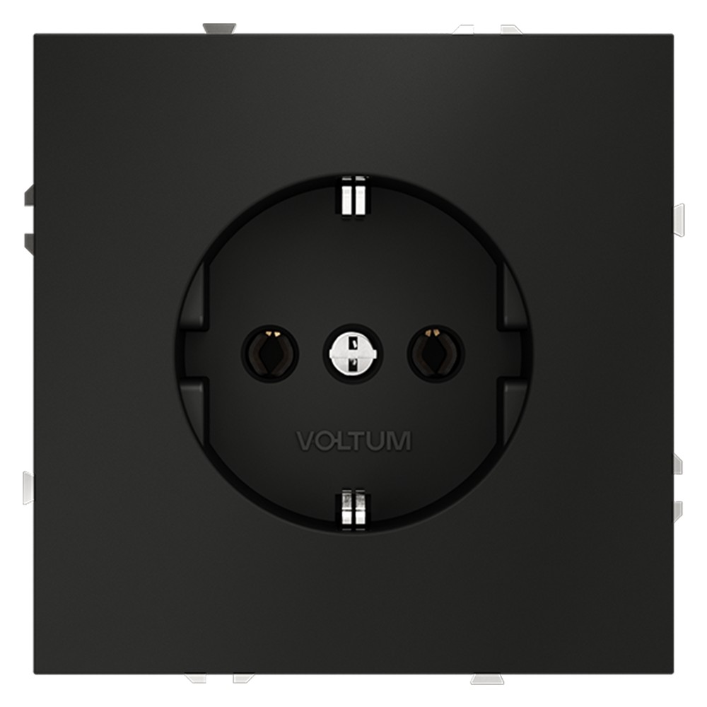 Розетка встраиваемая VOLTUM S70 с заземлением 16А, (черный матовый)