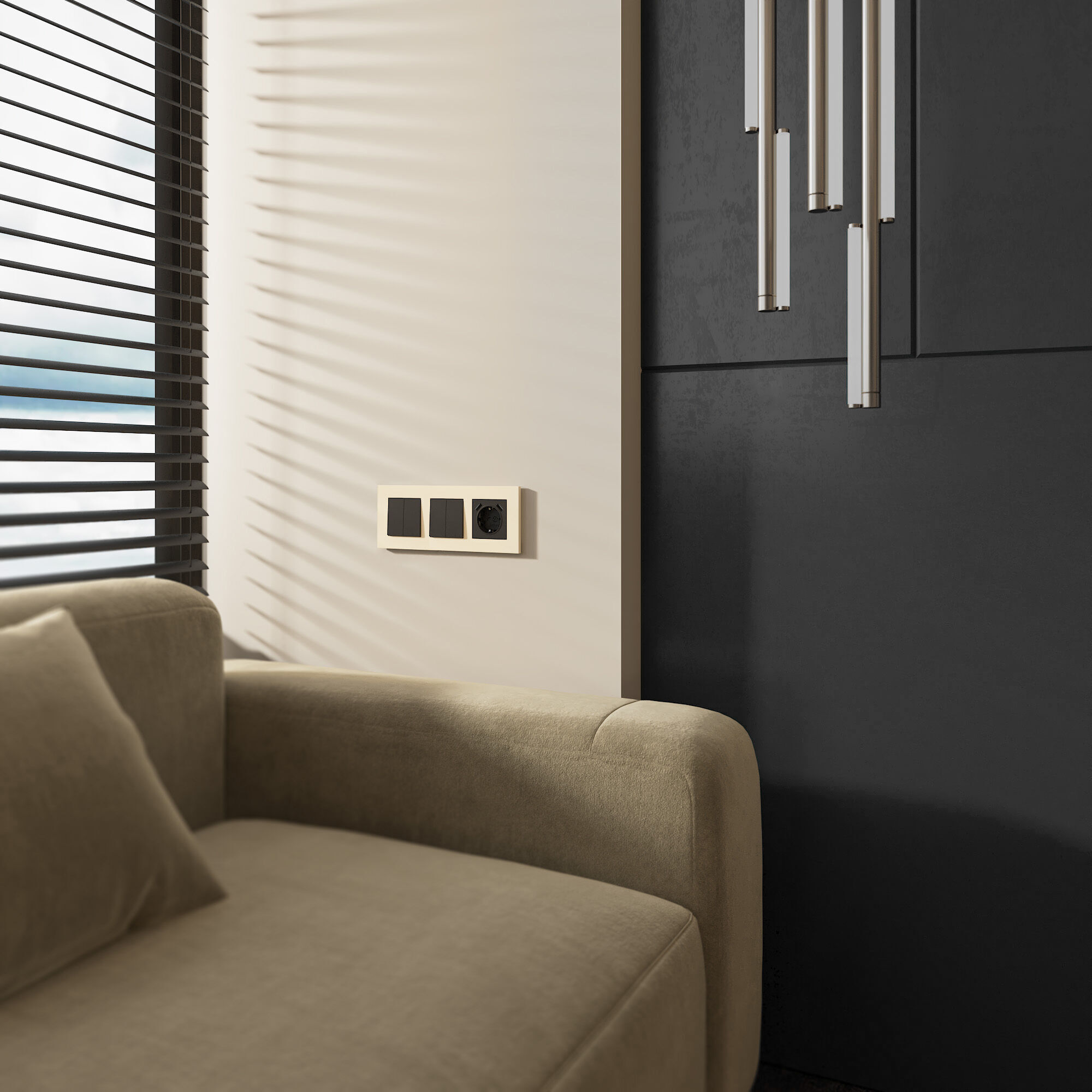 Рамка на 3 поста Slab (айвори софт) Werkel