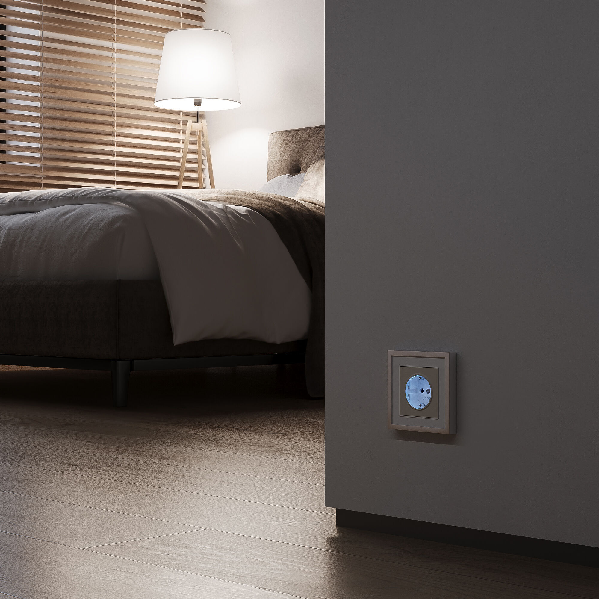 Розетка с подсветкой (айвори матовый) Werkel