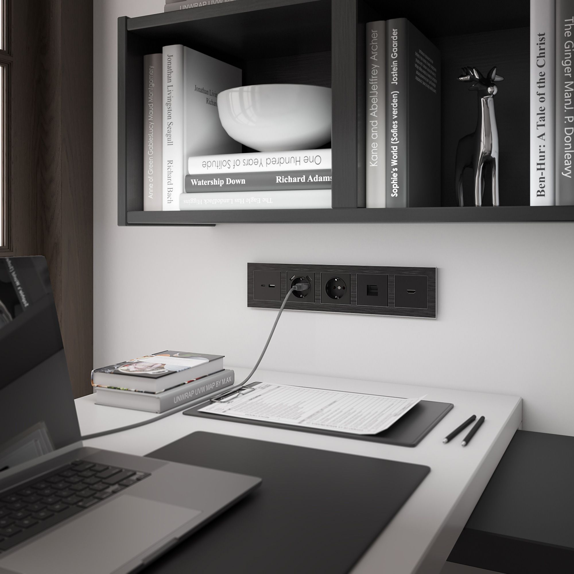 Розетка Ethernet RJ-45 (черный матовый) Werkel