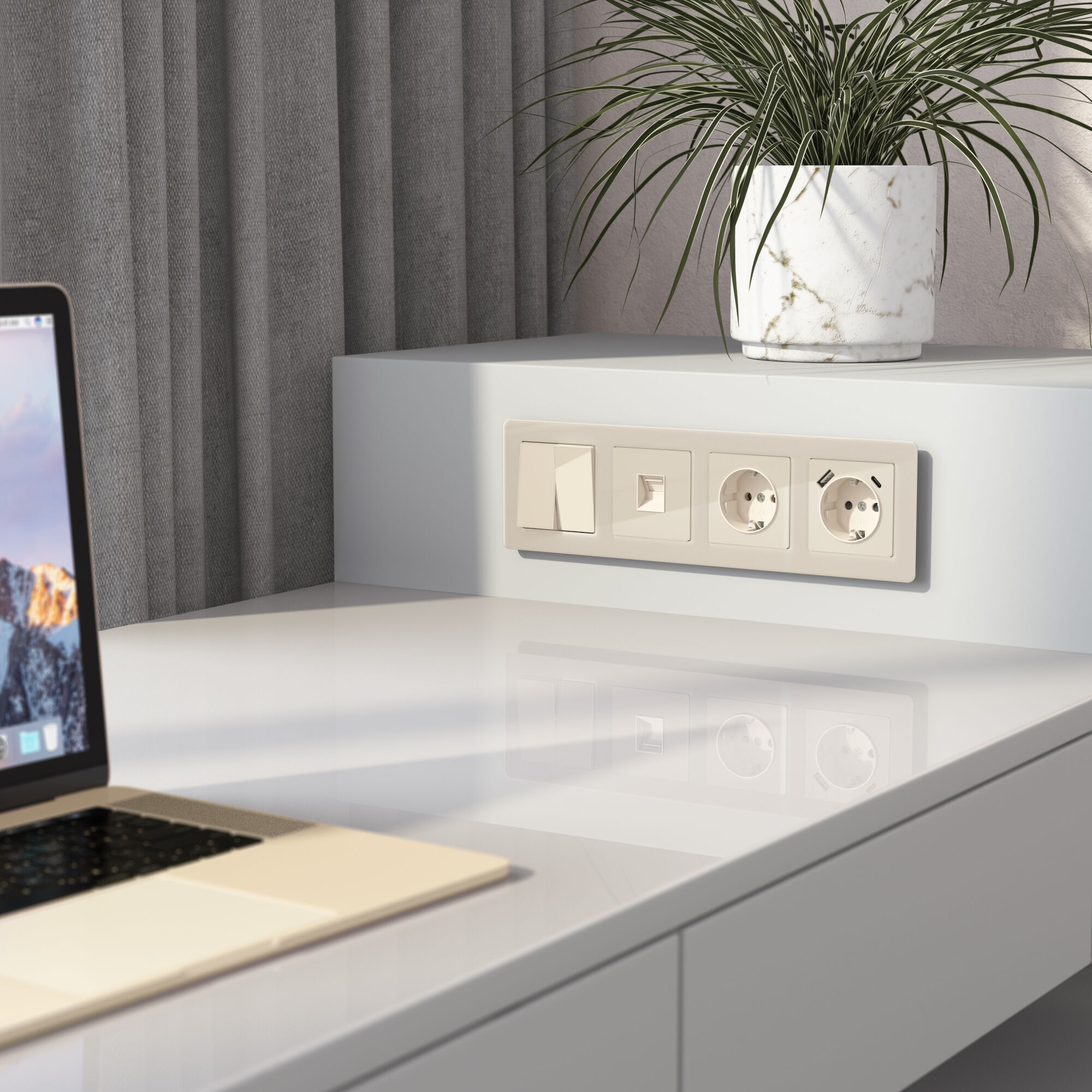 Розетка Ethernet RJ-45 (айвори акрил) Werkel