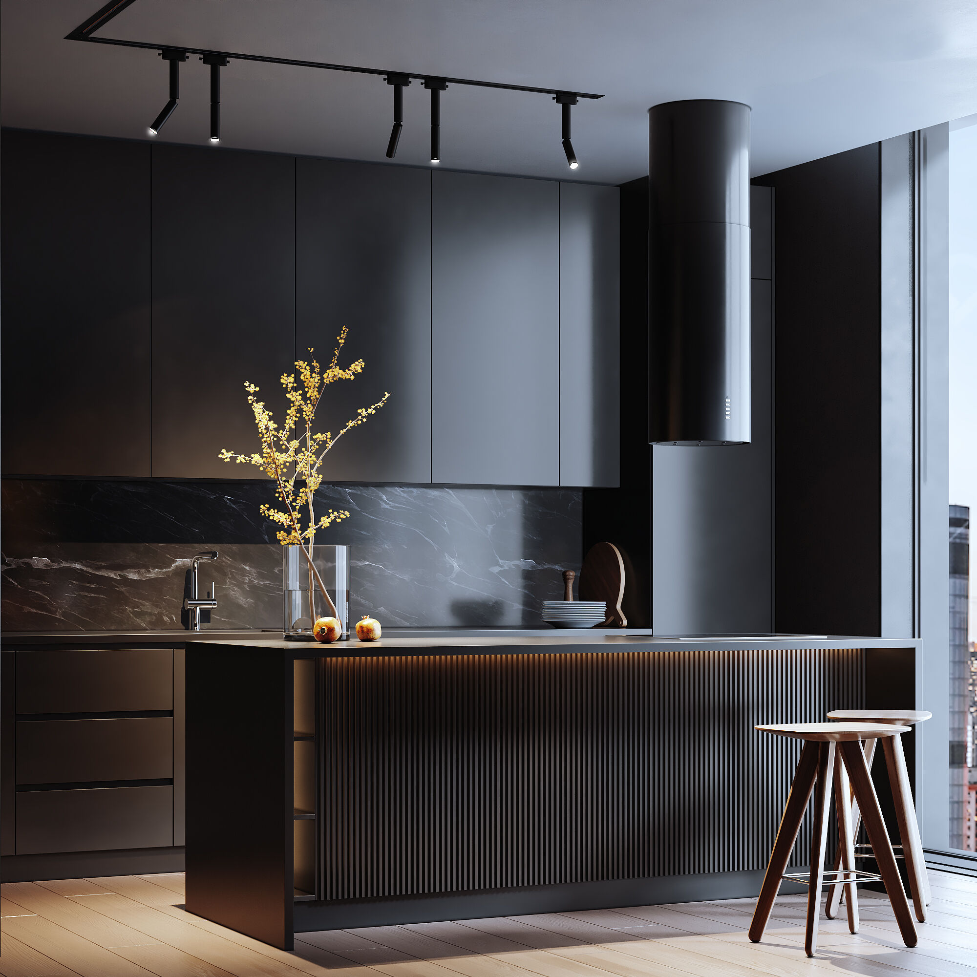 Basic System Трековый поворотный светильник 6W 4000K Pika черный