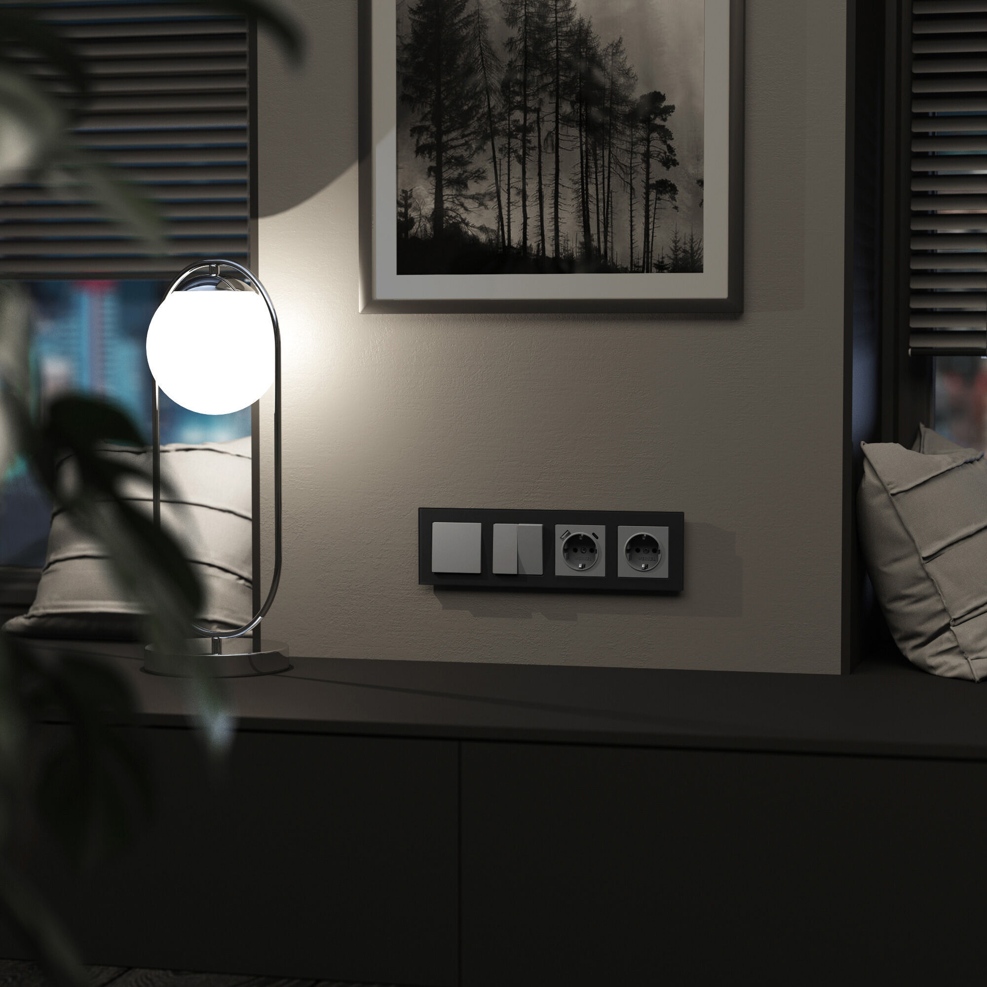 Рамка на 4 поста Senso (черный, стекло soft-touch) Werkel