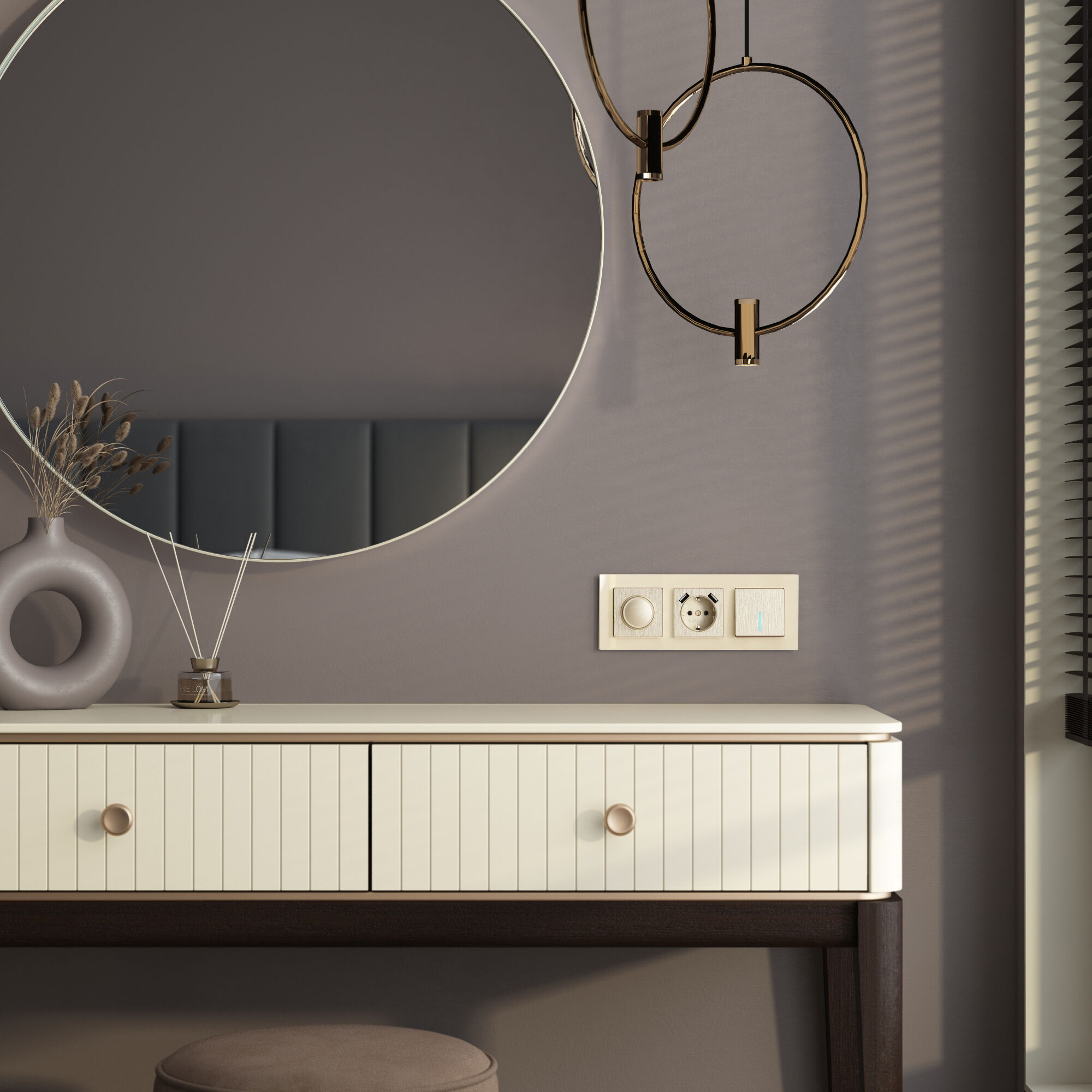 Выключатель одноклавишный с подсветкой (шампань рифленый) Werkel