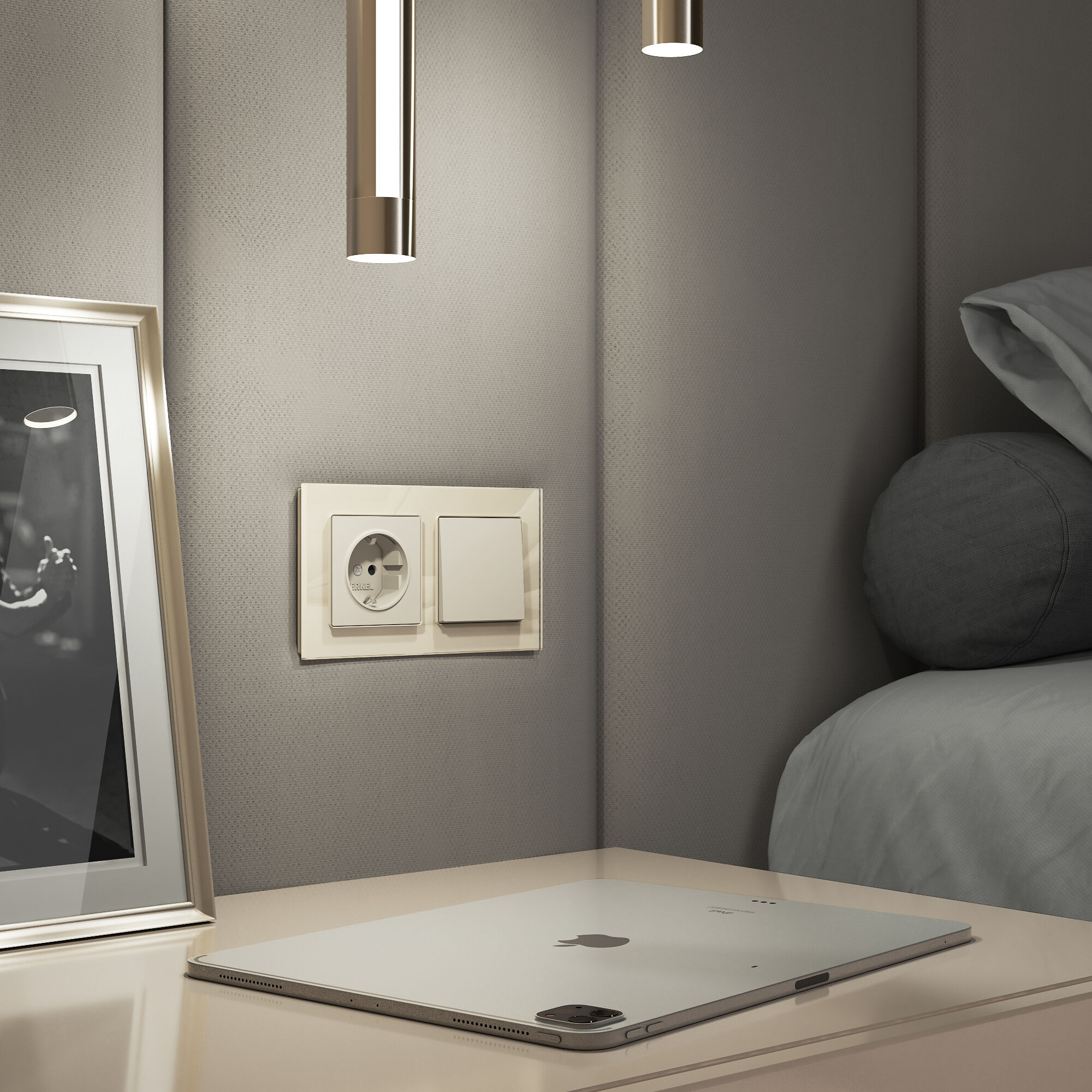 Рамка на 2 поста (молочный, стекло) Werkel