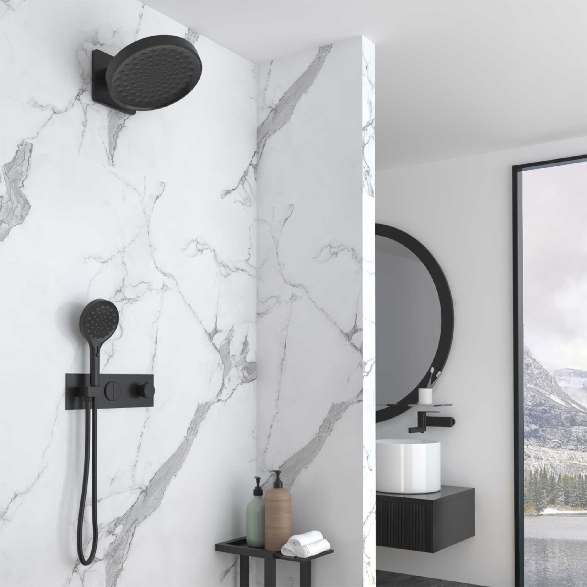 Душевая система Vincea VSFW-422TI3MB встраиваемая в стену цвет черный матовый