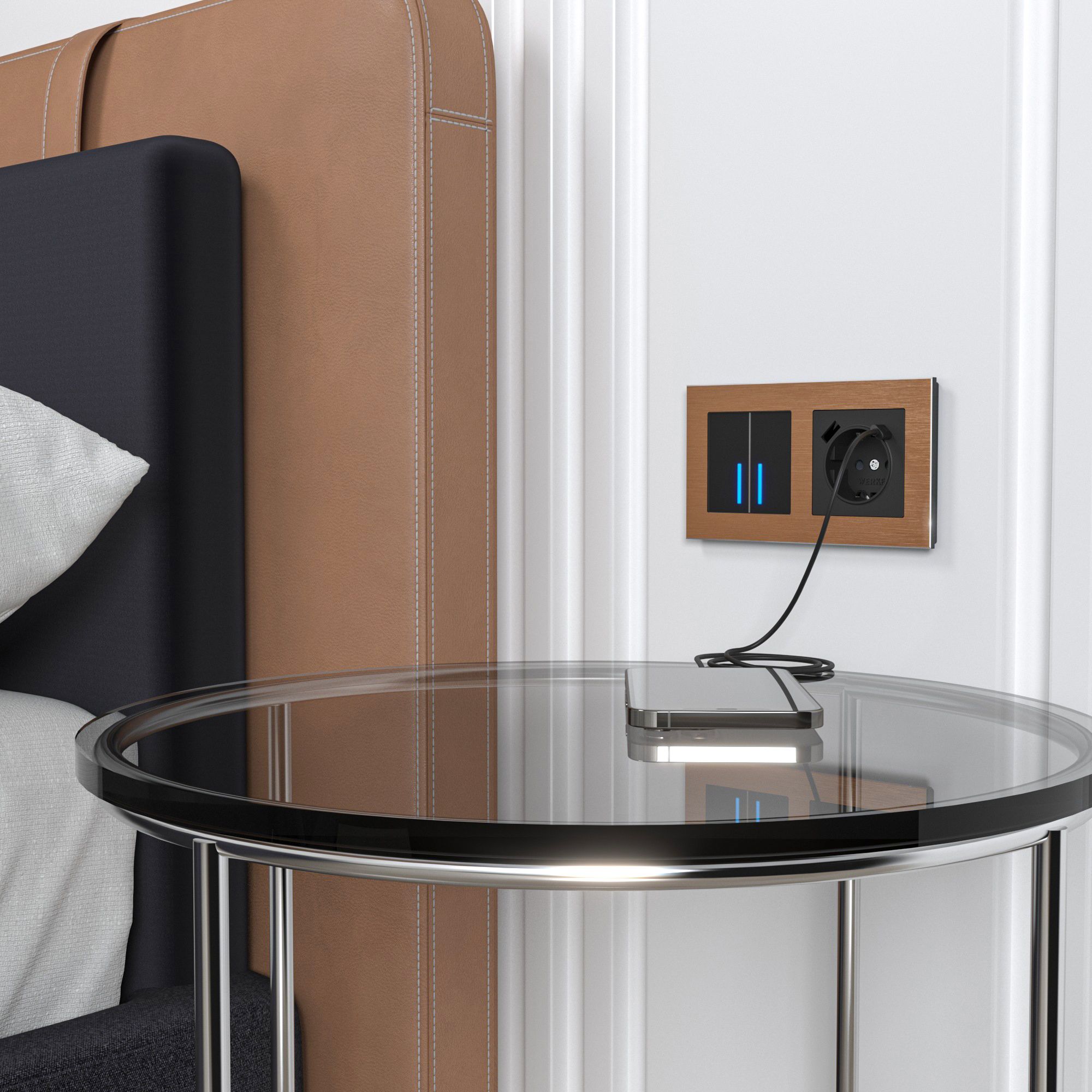 Розетка с быстрой зарядкой USB Type A+С черная (черный матовый) Werkel