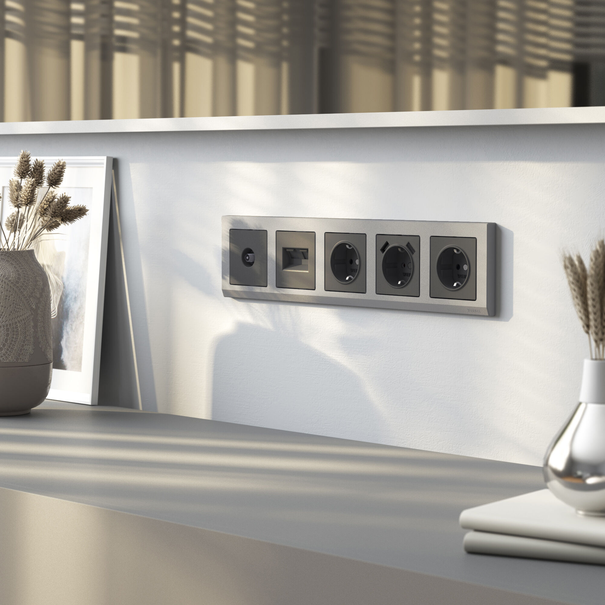 Розетка с заземлением (графит матовый) Werkel