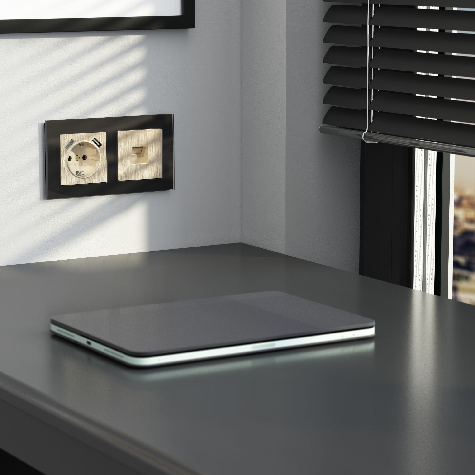 Розетка Ethernet RJ-45 (шампань рифленый) Werkel