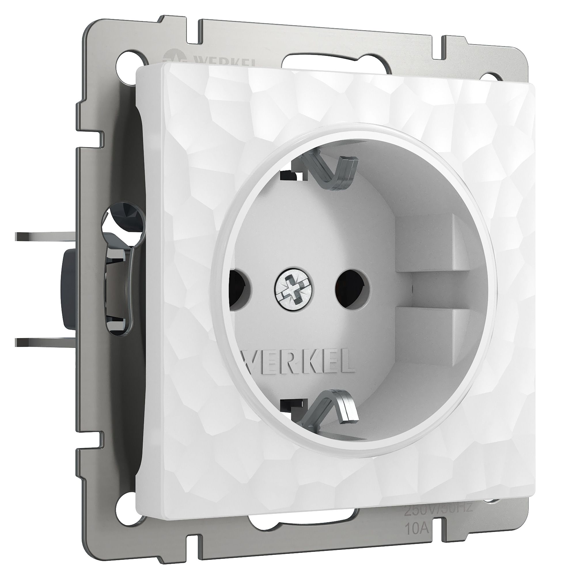 Розетка с заземлением и шторками (белый) Werkel