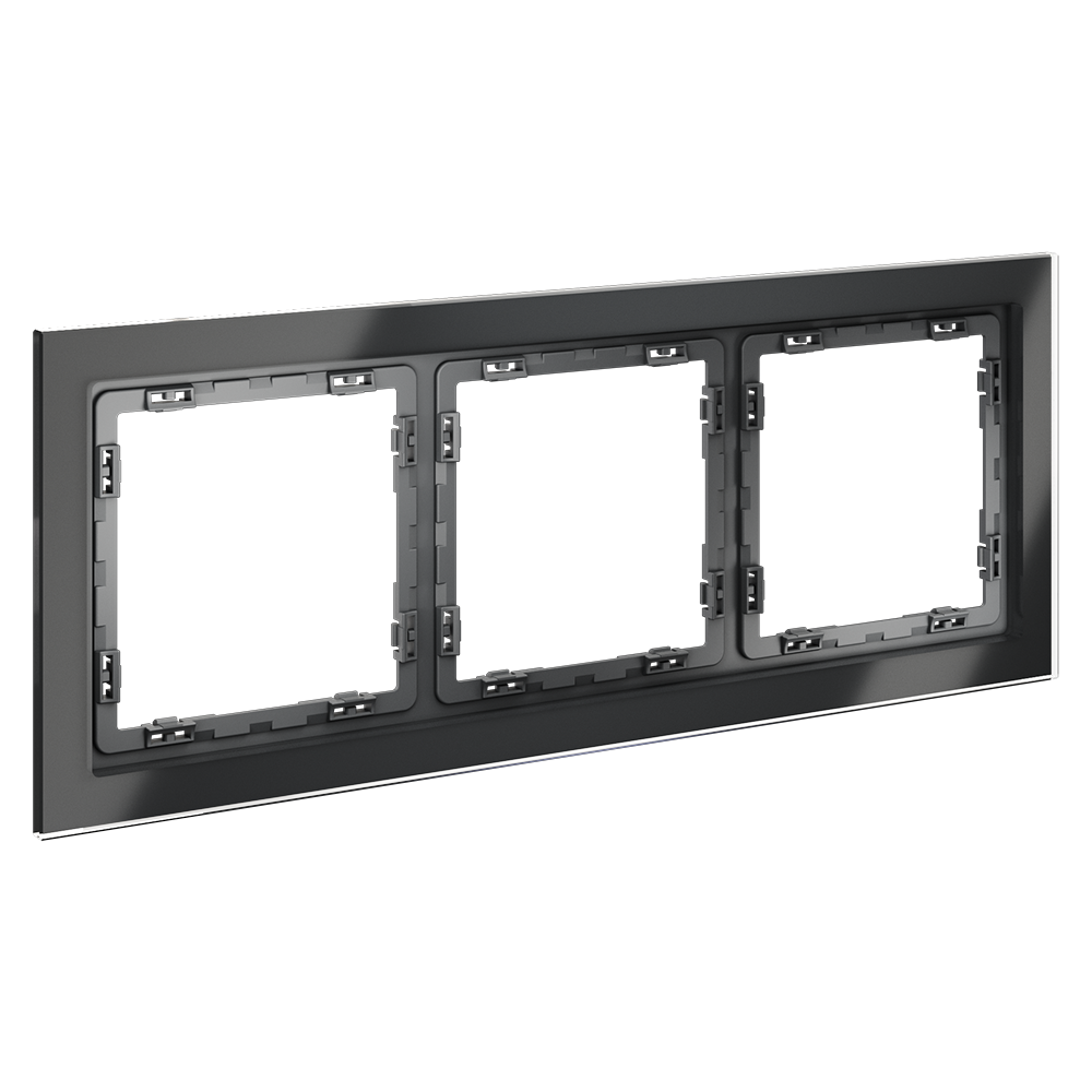 Рамка стеклянная VOLTUM S70 на 3 поста, (графит, стекло)